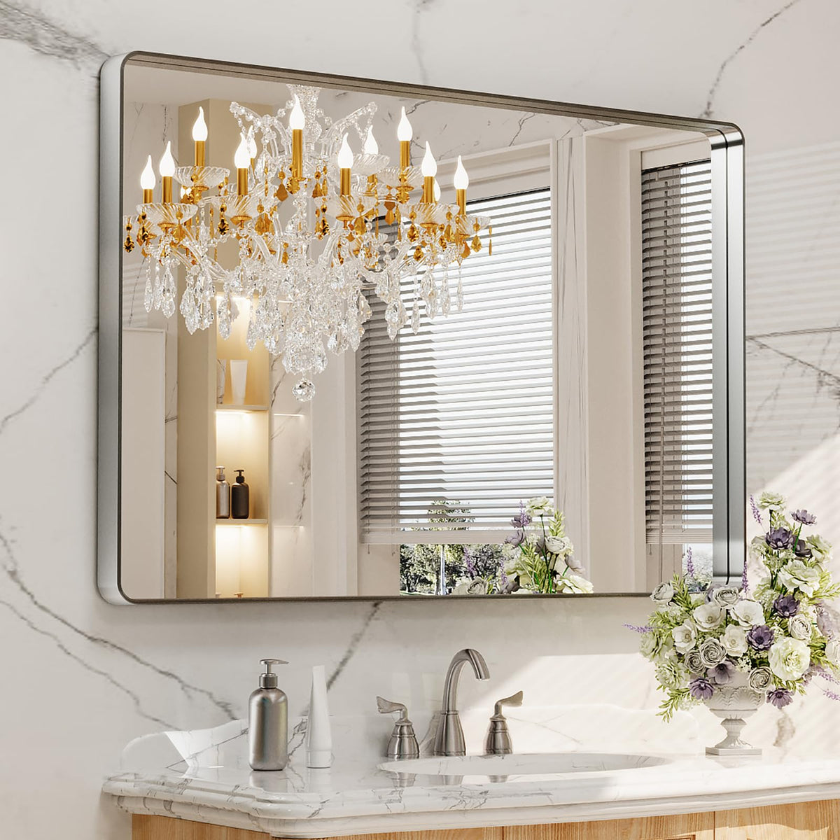 LOAAO 22X30 Inch Black Bathroom Mirror Metal Framed