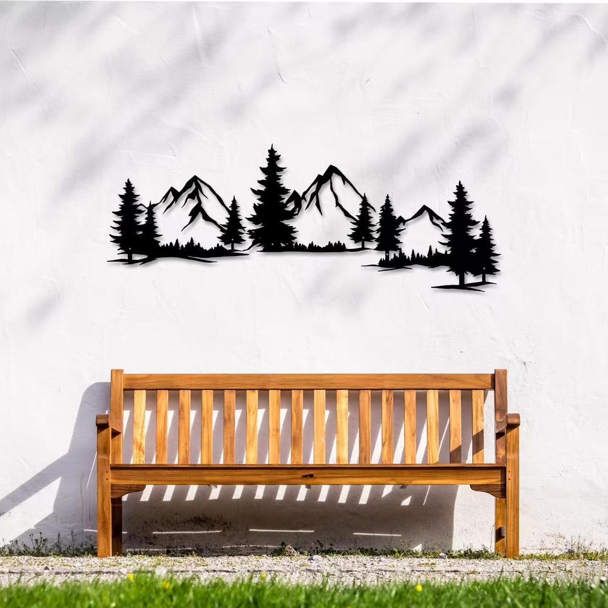 Xedatric Mountain Forest Metal Wall Art 15x44 Inch Nature Landscape Decor