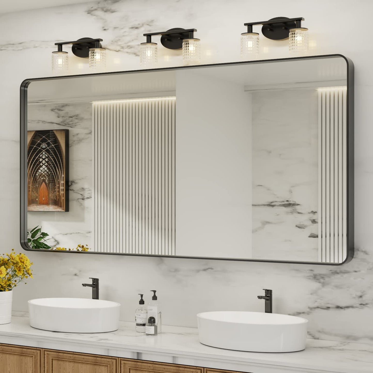LOAAO 22X30 Inch Black Bathroom Mirror Metal Framed
