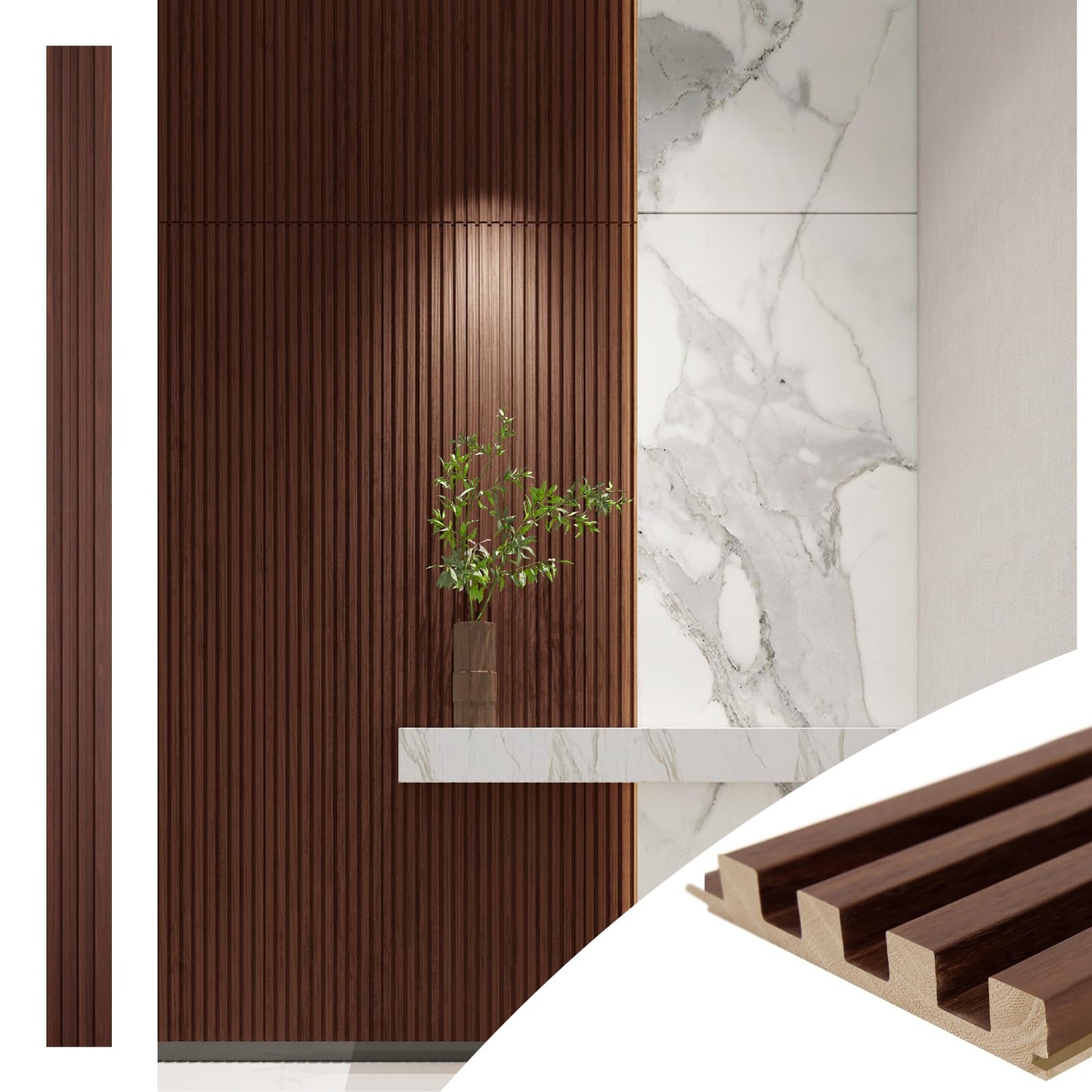 Art3d 108 x 5.7 Inch Slat Solid Wood Wall Paneling for Interior Decor, Oak