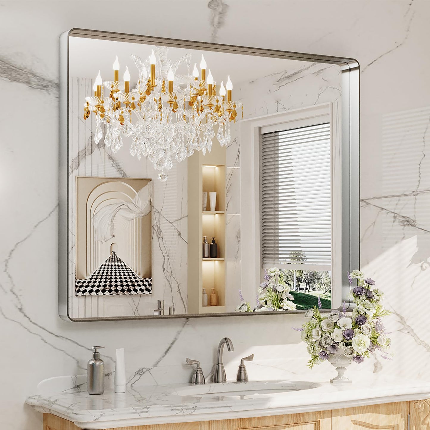 LOAAO 22X30 Inch Black Bathroom Mirror Metal Framed