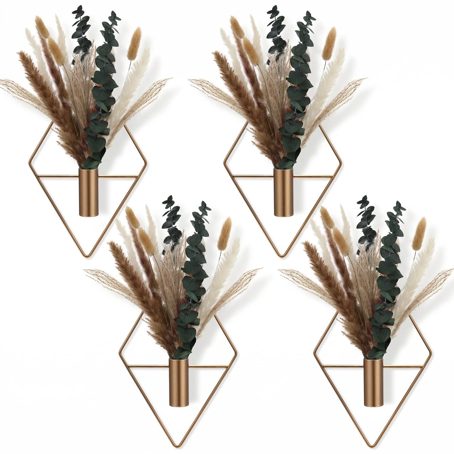 Jexine 4 Pcs Hanging Artificial Planters Wall Decor, Black, Eucalyptus