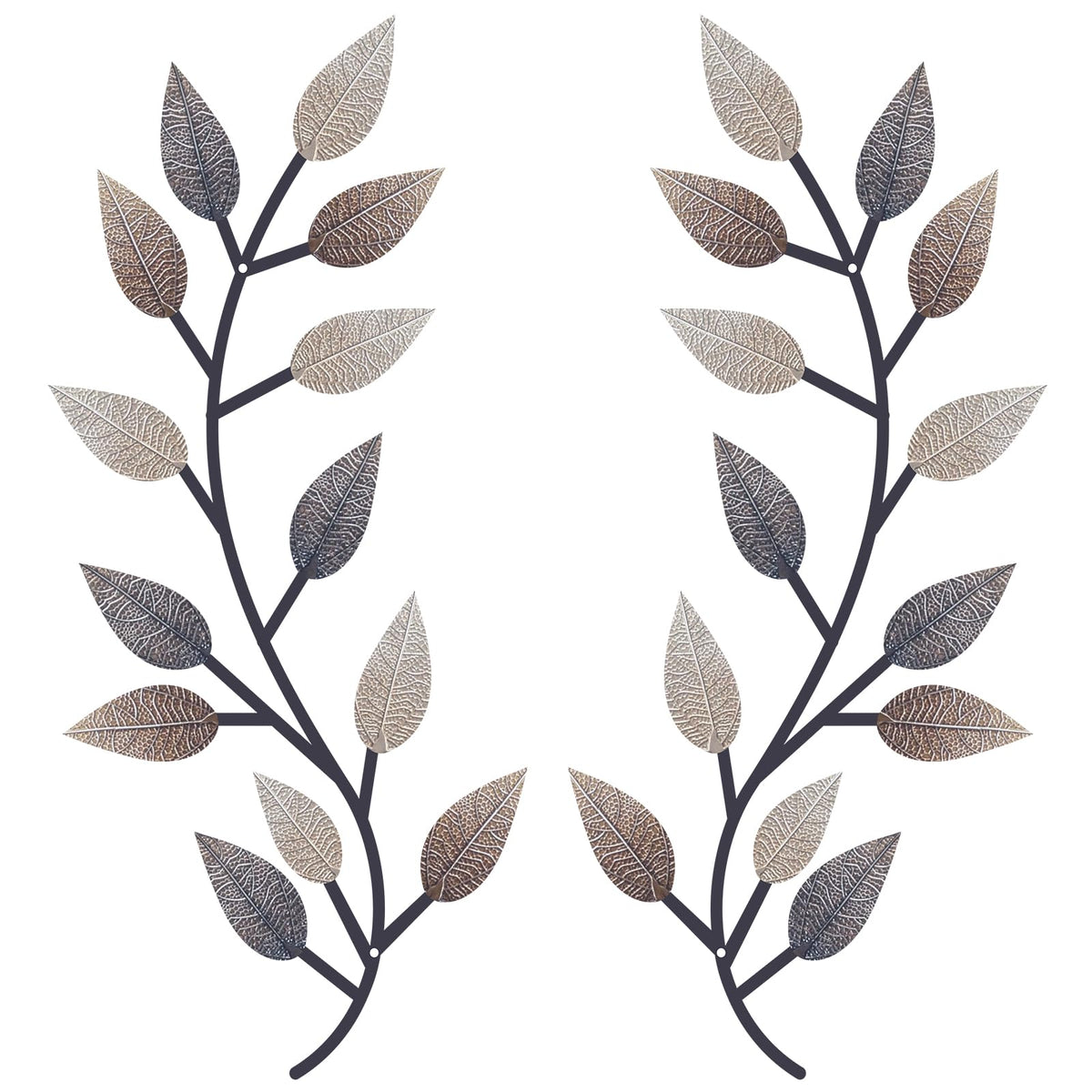Zhengmy 2 Pcs Metal Leaf Wall Art Vine Branch Decor,Lively Colors