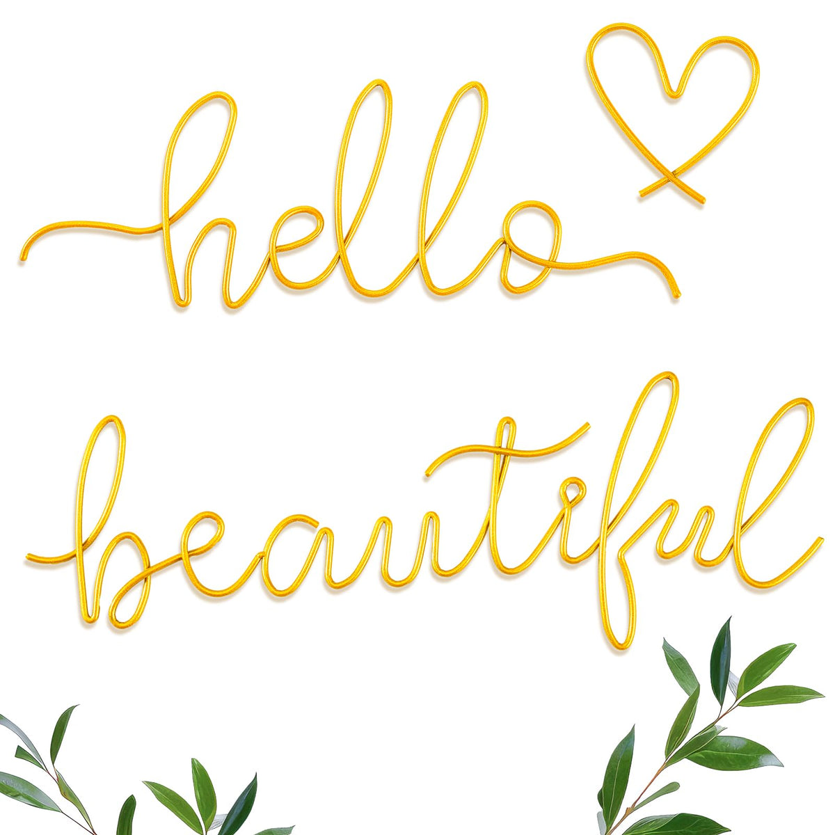 Hicarer Metal Hello Gorgeous Wall Art Minimalist Wall Decor,Gold,Classic