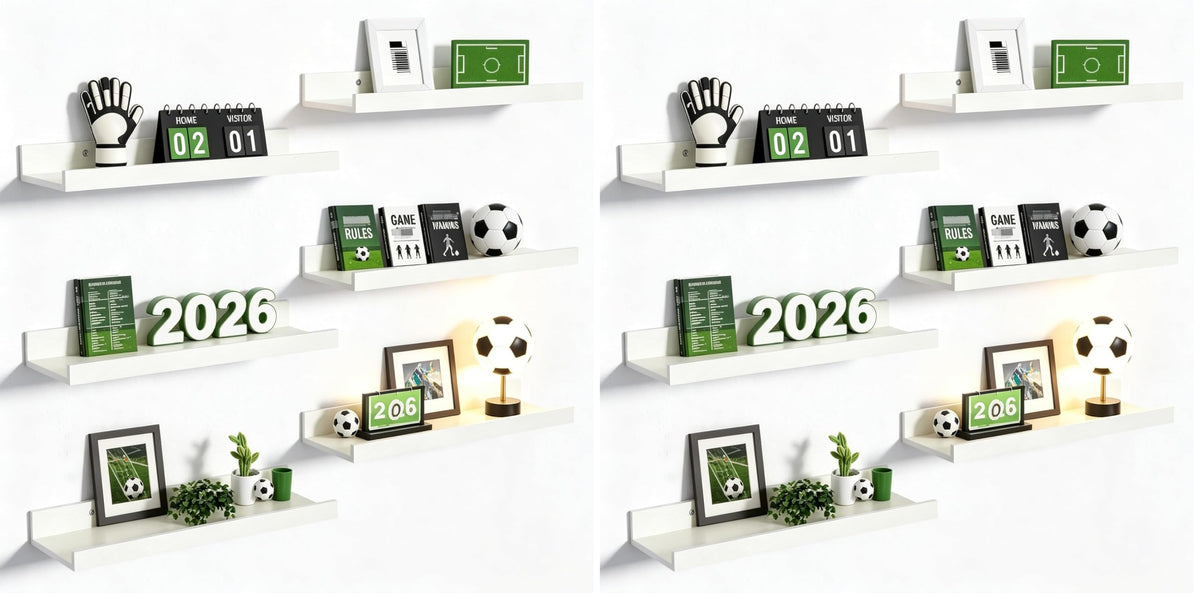 upsimples Floating Shelves for Wall Decor and Storage, Brown, 6Pcs 15.7''
