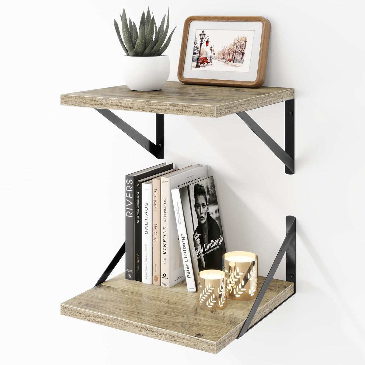 Acovy Deep Floating Shelves Wall Mounted, 36"x12" Black Wall Shelves with Brackets Set of 2 for Bedroom, Living Room, Bathroom, Kitchen, Office - Storage & Display Shelf for Decor, Books, Plants