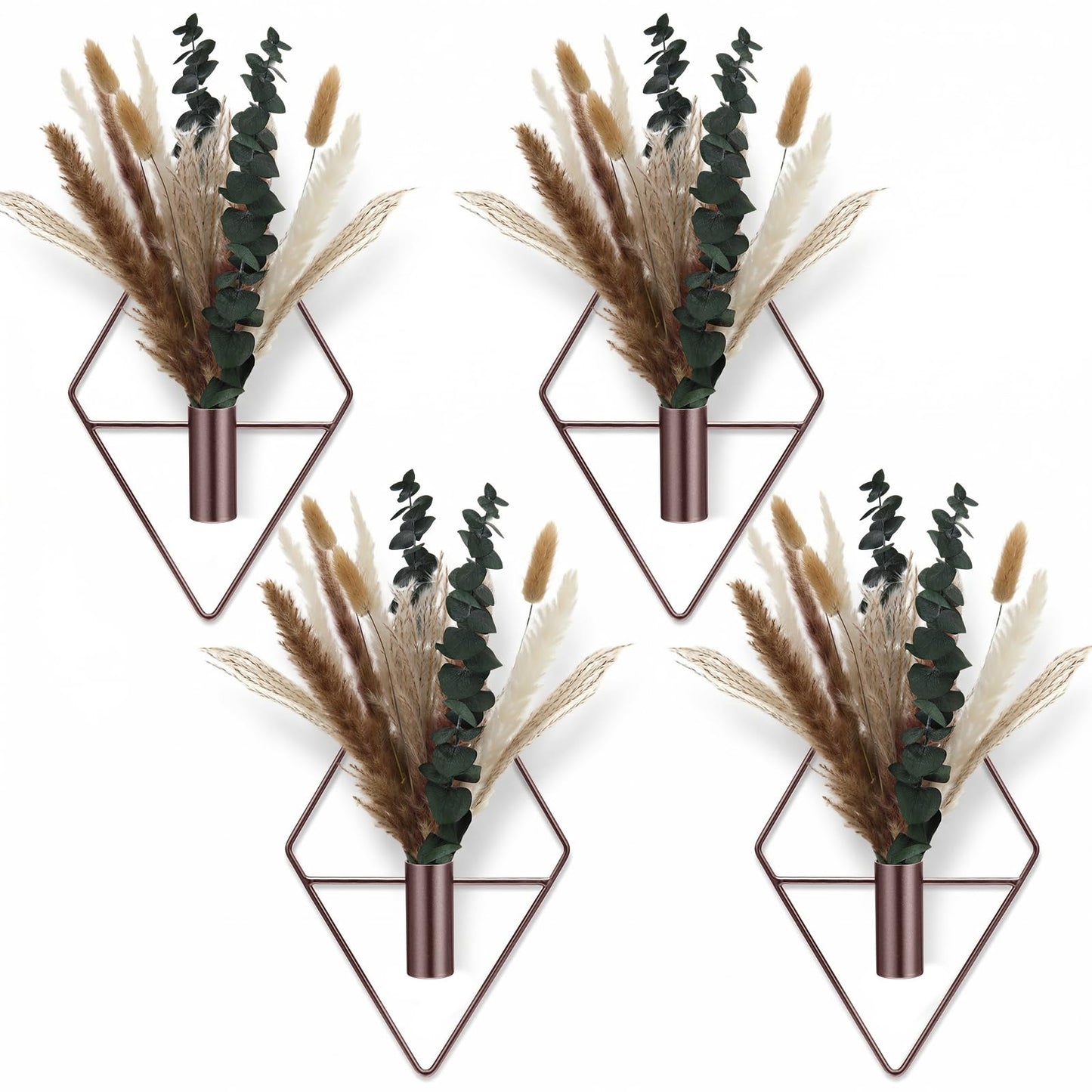 Jexine 4 Pcs Hanging Artificial Planters Wall Decor, Black, Eucalyptus