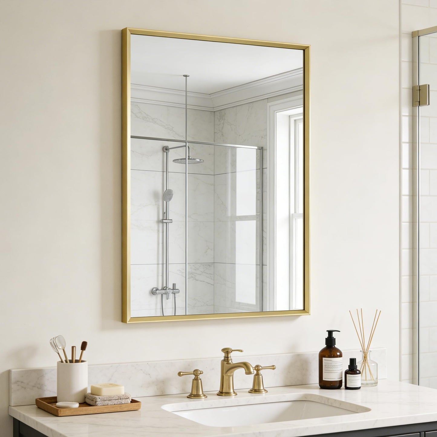 Ruomeng Wall Mirror Rectangle Decorative Mirror 12x16 Inch, Black