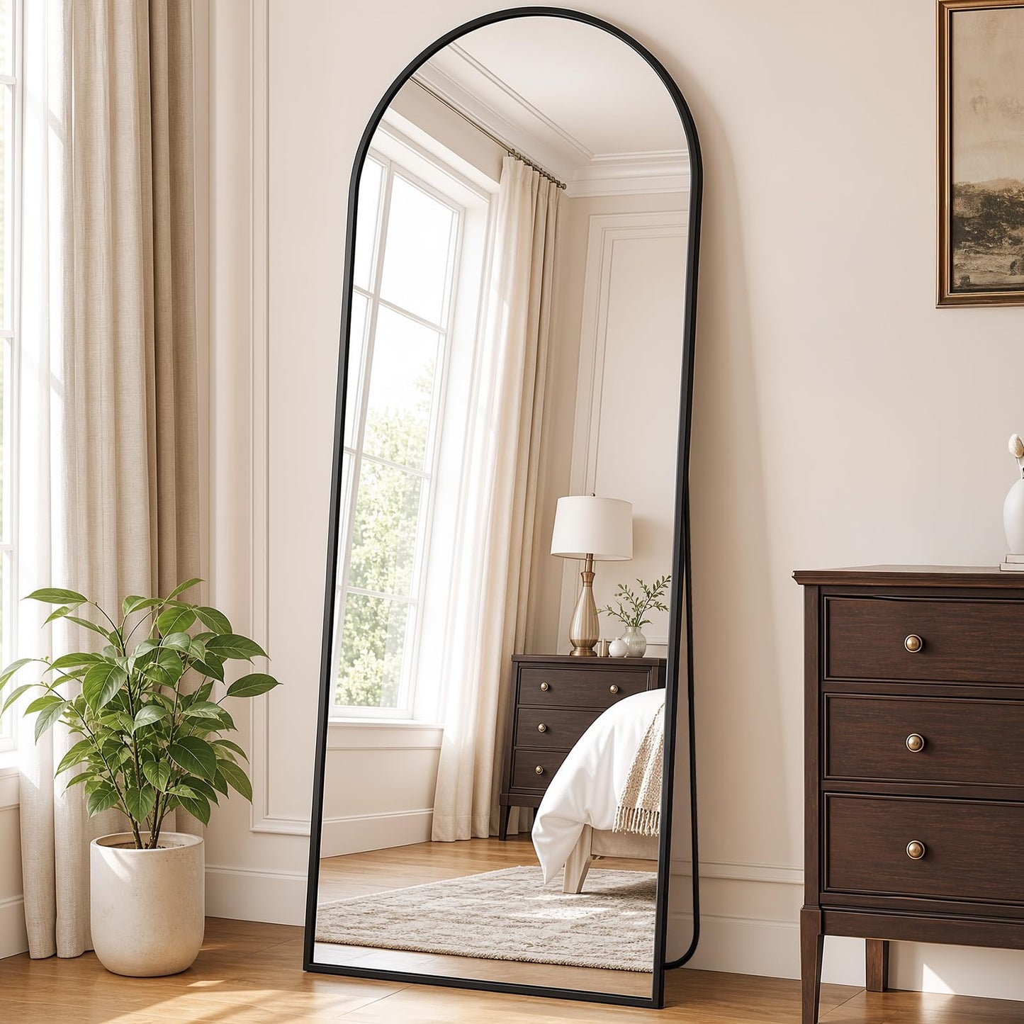 DUMOS 64"x21" Full Length Mirror with Stand, Full Body Floor Mirror
