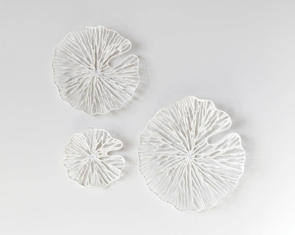 Creative Co-Op Handmade White Coral Shaped Paper & Metal Wall Decor (Set of 3 Sizes)