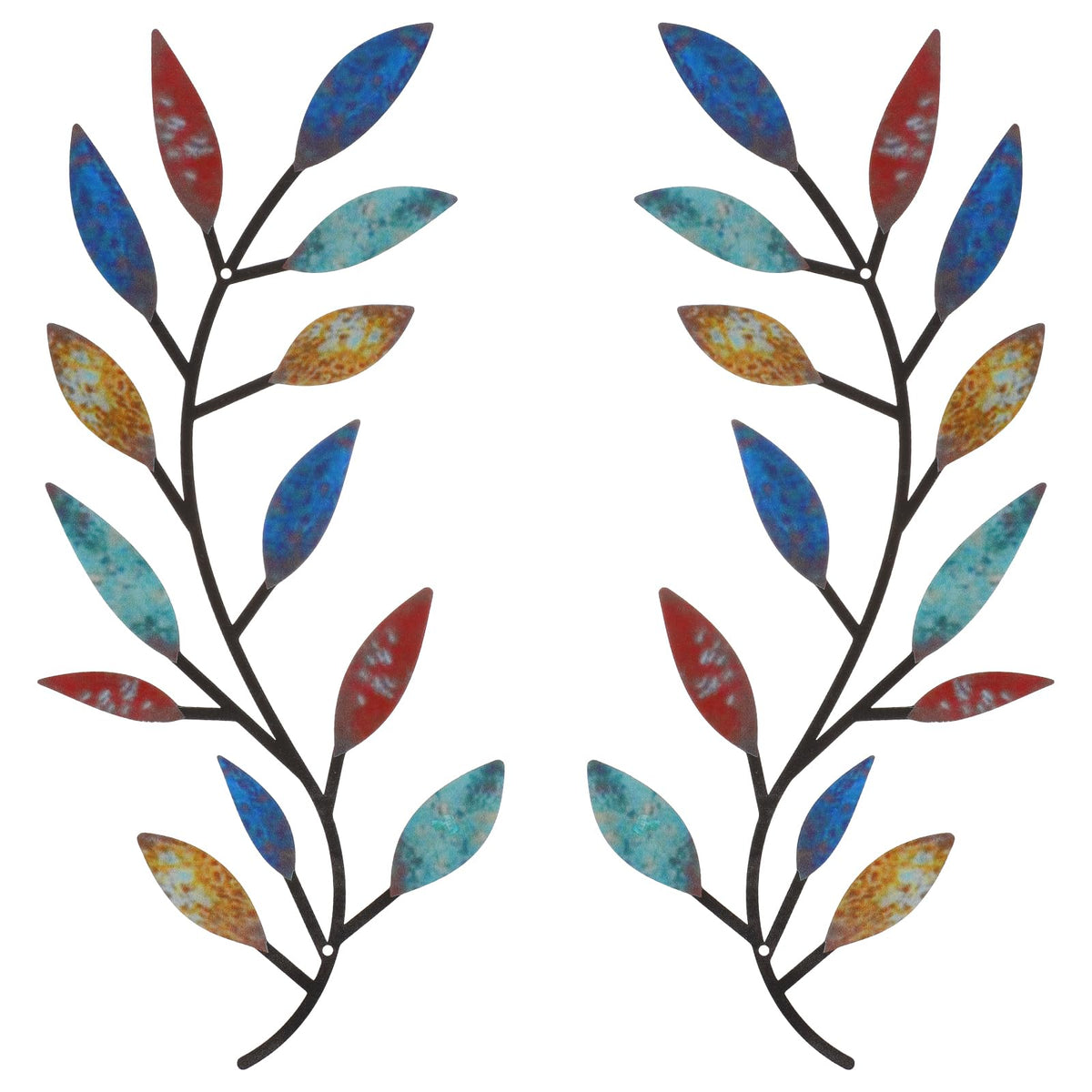 Zhengmy 2 Pcs Metal Leaf Wall Art Vine Branch Decor,Lively Colors