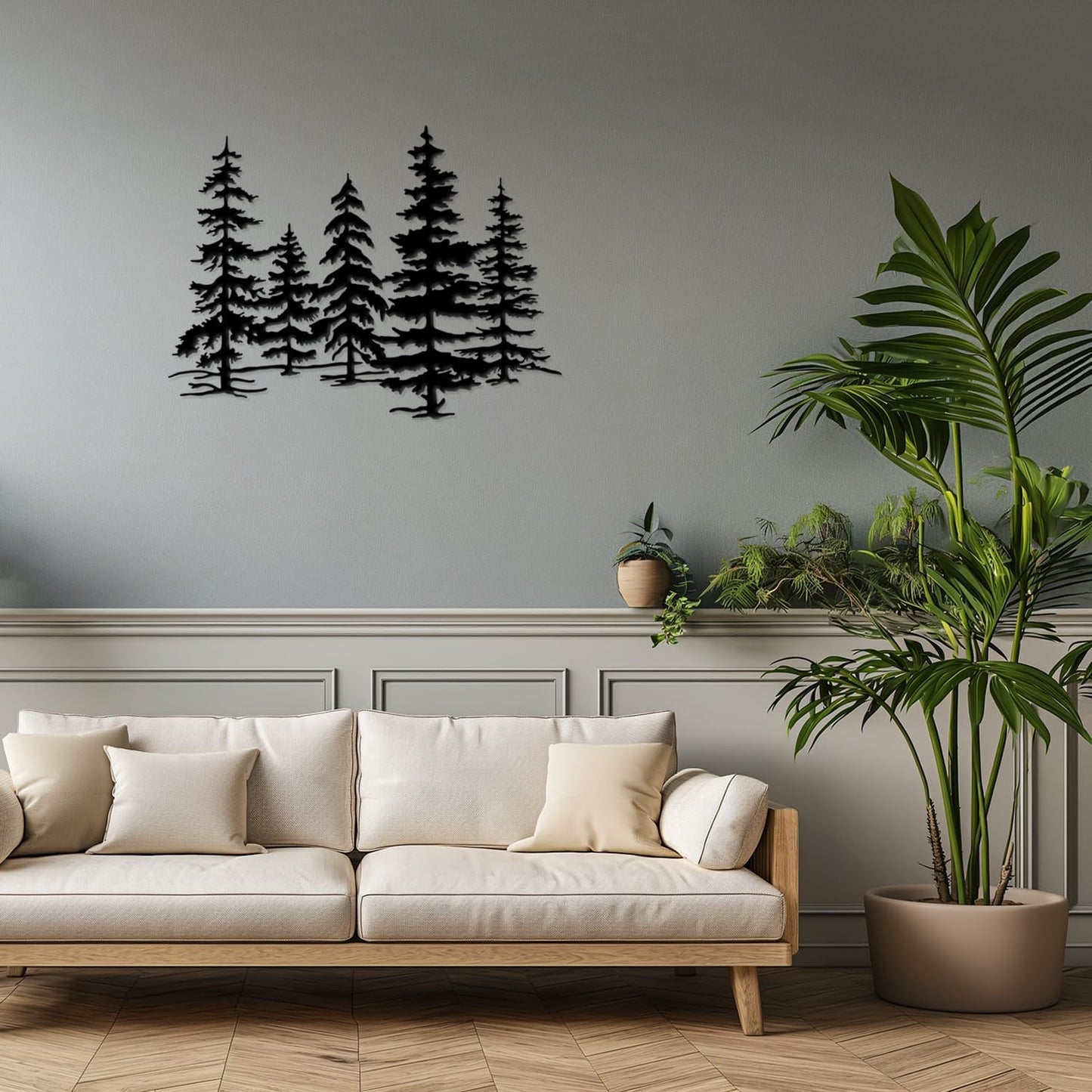 Metal Pine Tree Wall Art Forest Decor