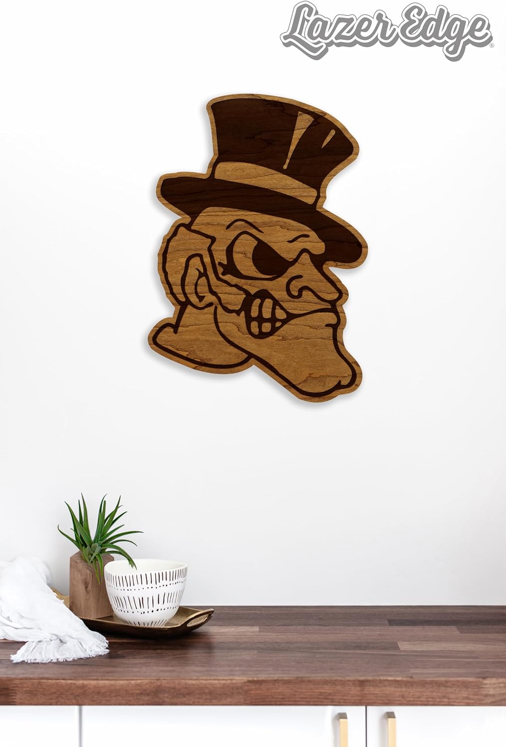LazerEdge Wake Forest Demon Deacons Wooden Wall Art – Officially Licensed College Decor – Laser-Etched Hanging Sign – Cherry Wood