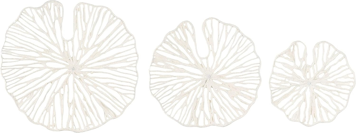 Creative Co-Op Handmade White Coral Shaped Paper & Metal Wall Decor (Set of 3 Sizes)