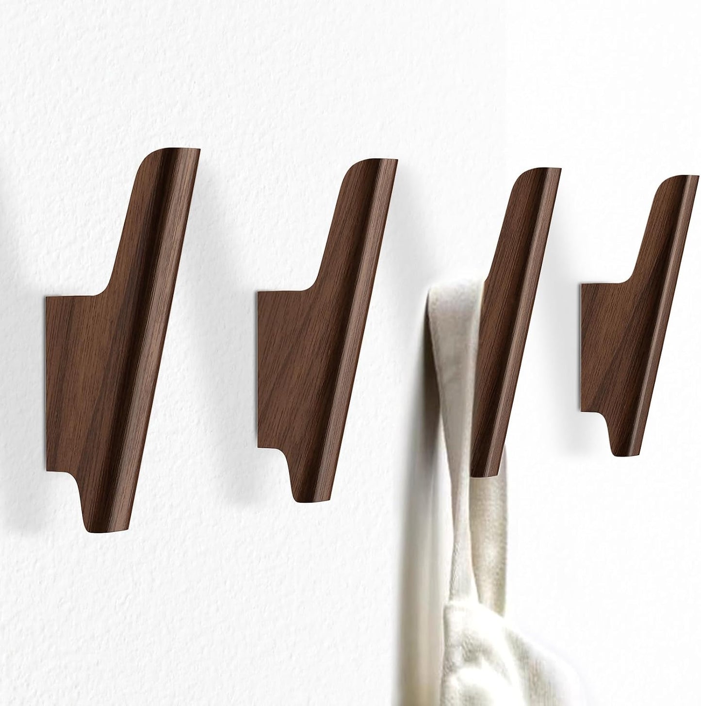 Wood Wall Hooks 4 Pack Coat Hooks Wall Mount, Towel Hooks for Bathrooms