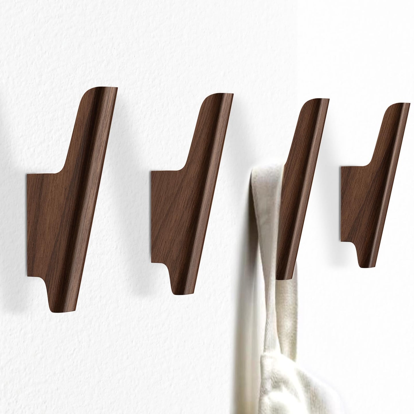 Wood Wall Hooks 4 Pack Coat Hooks Wall Mount, Towel Hooks for Bathrooms