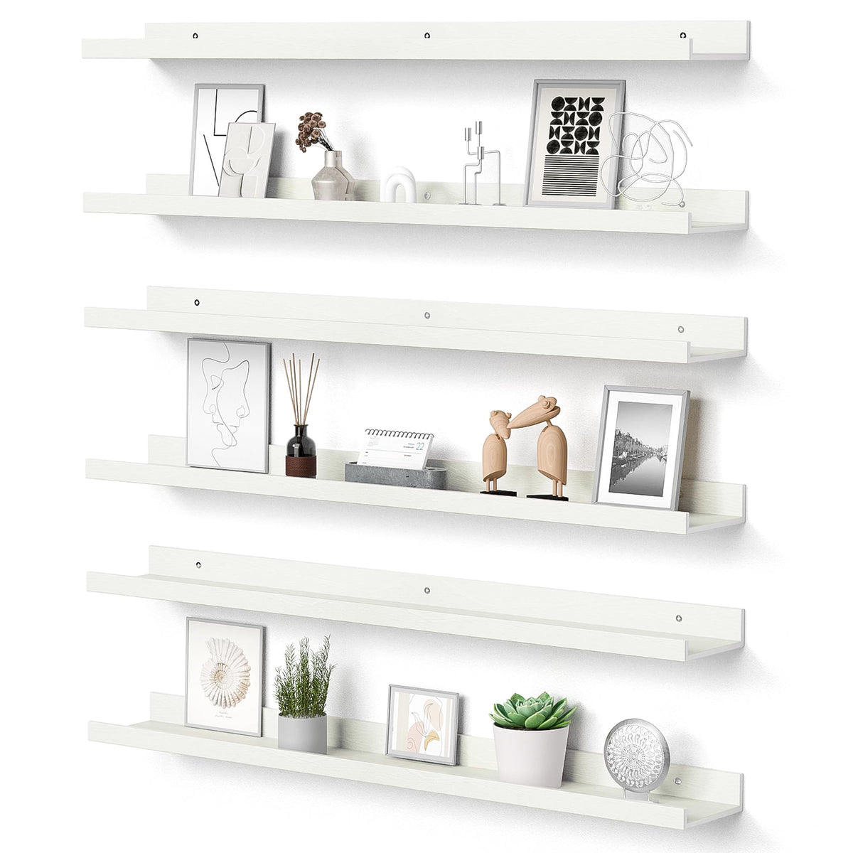 upsimples Floating Shelves for Wall Decor and Storage, Brown, 6Pcs 15.7''