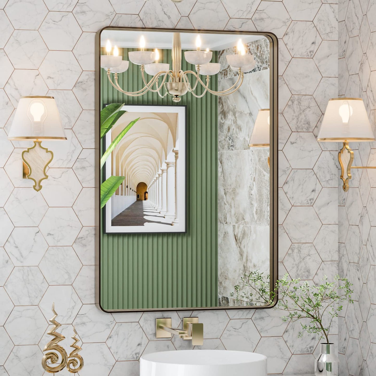 LOAAO 22X30 Inch Black Bathroom Mirror Metal Framed