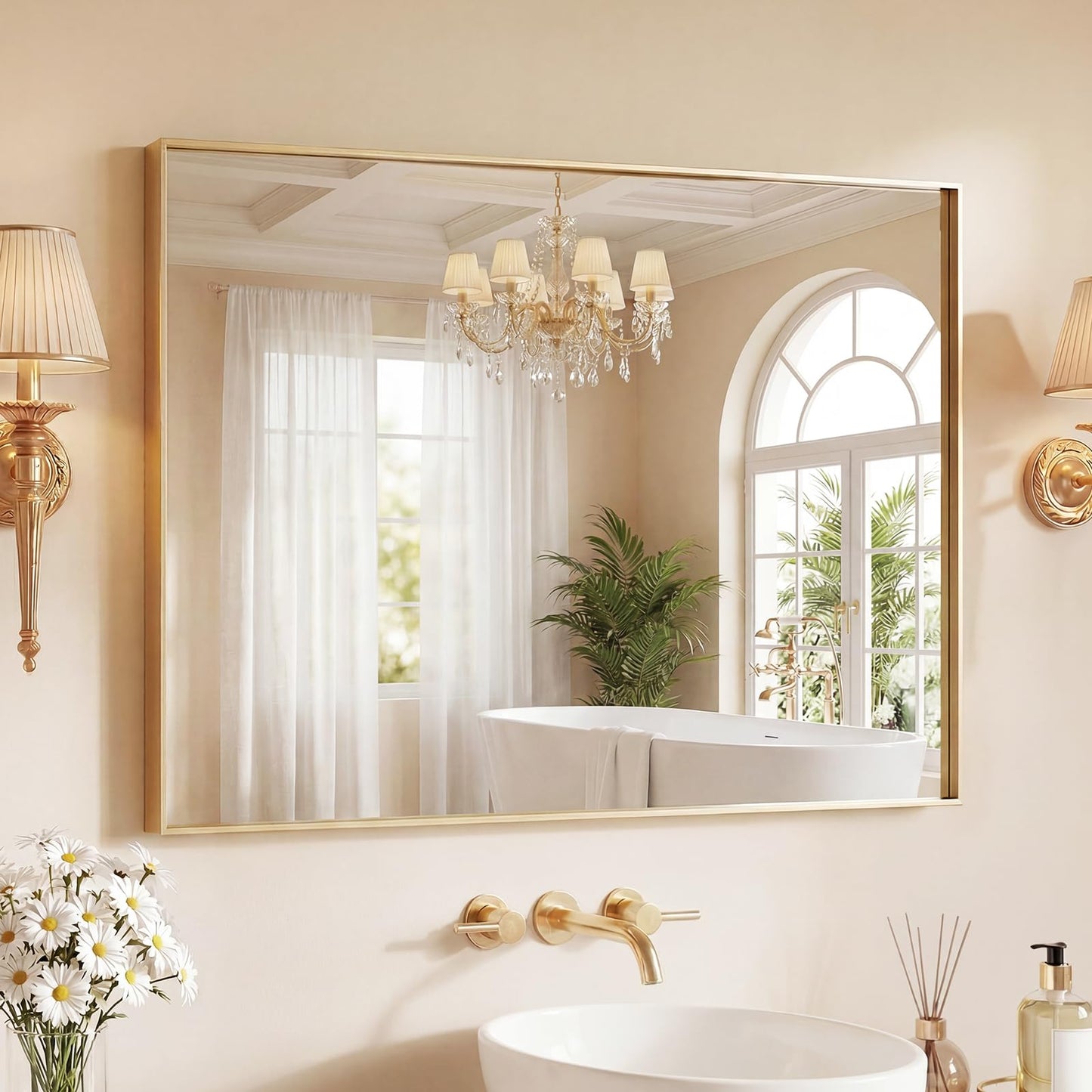 Sweetcrispy 20"x30" Arched Gold Bathroom Mirrors for Wall