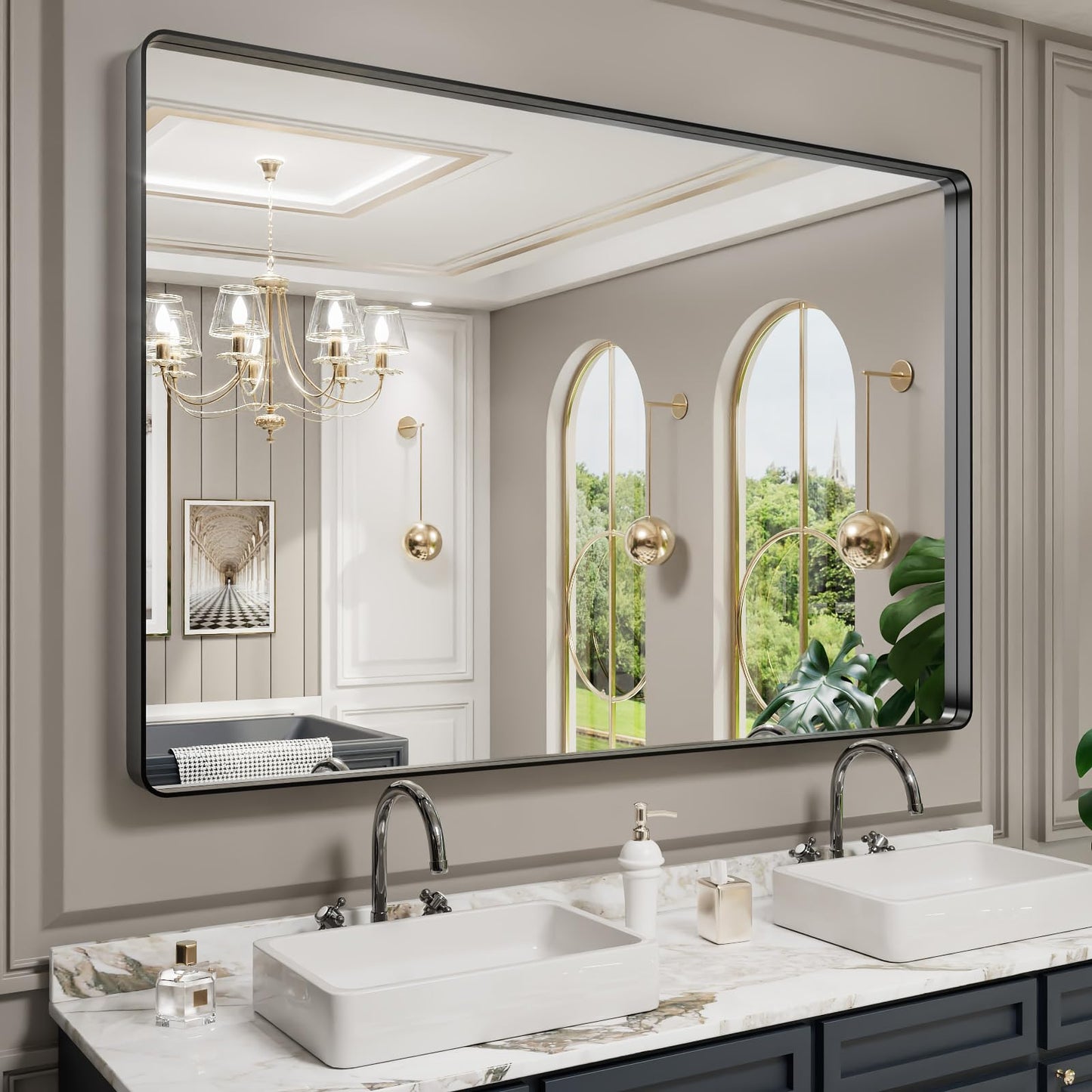 LOAAO 22X30 Inch Black Bathroom Mirror Metal Framed