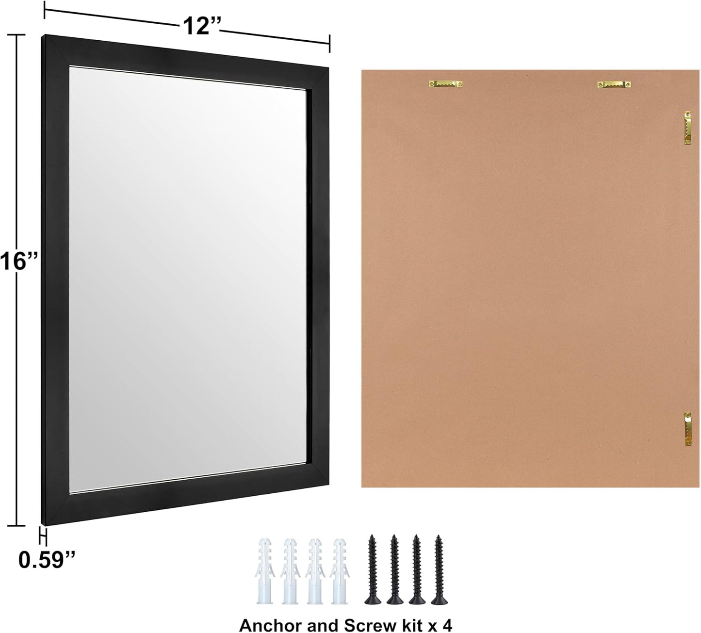 Ruomeng Wall Mirror Rectangle Decorative Mirror 12x16 Inch, Black