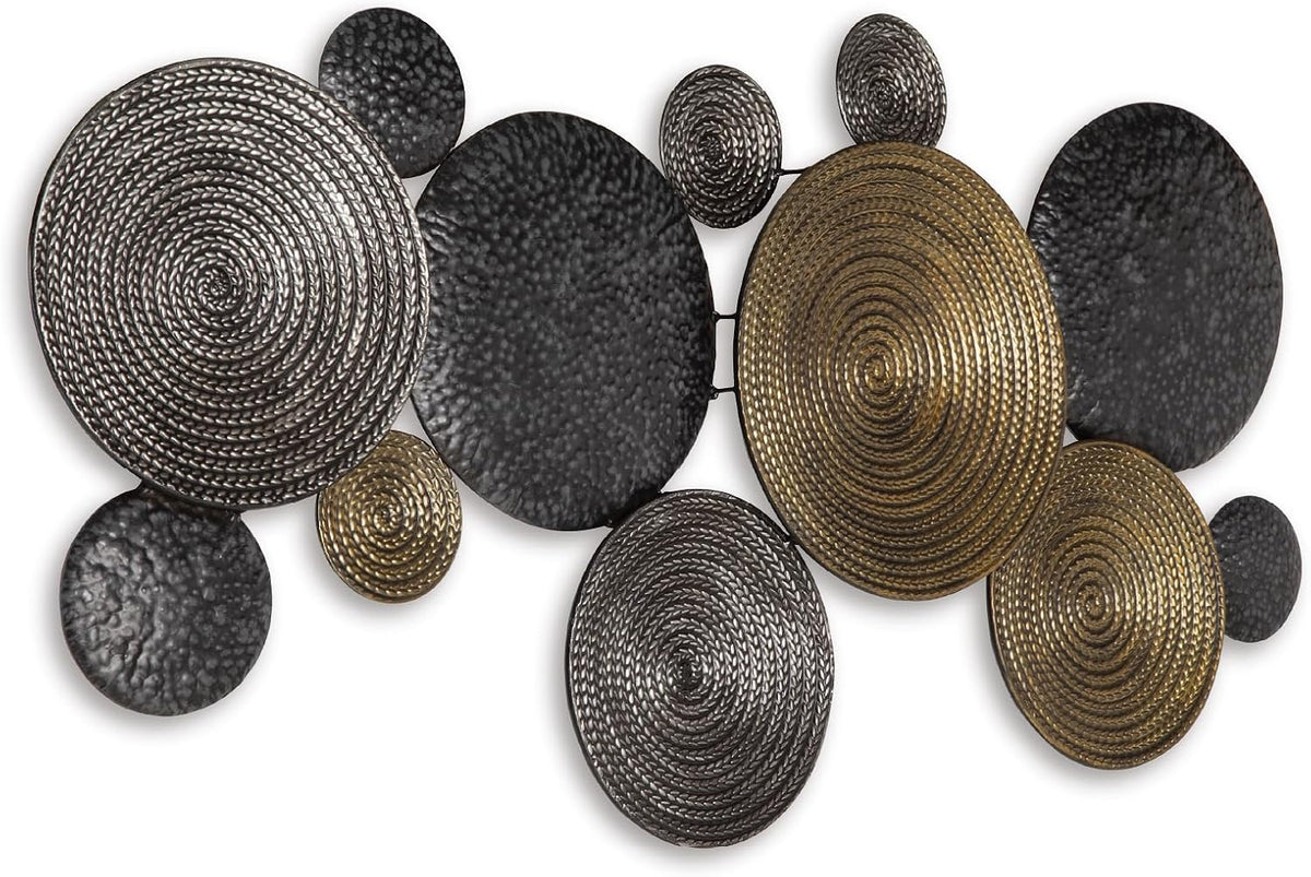 Signature Design by Ashley Circle Metal Wall Sculpture, 46x23 in, Emsley