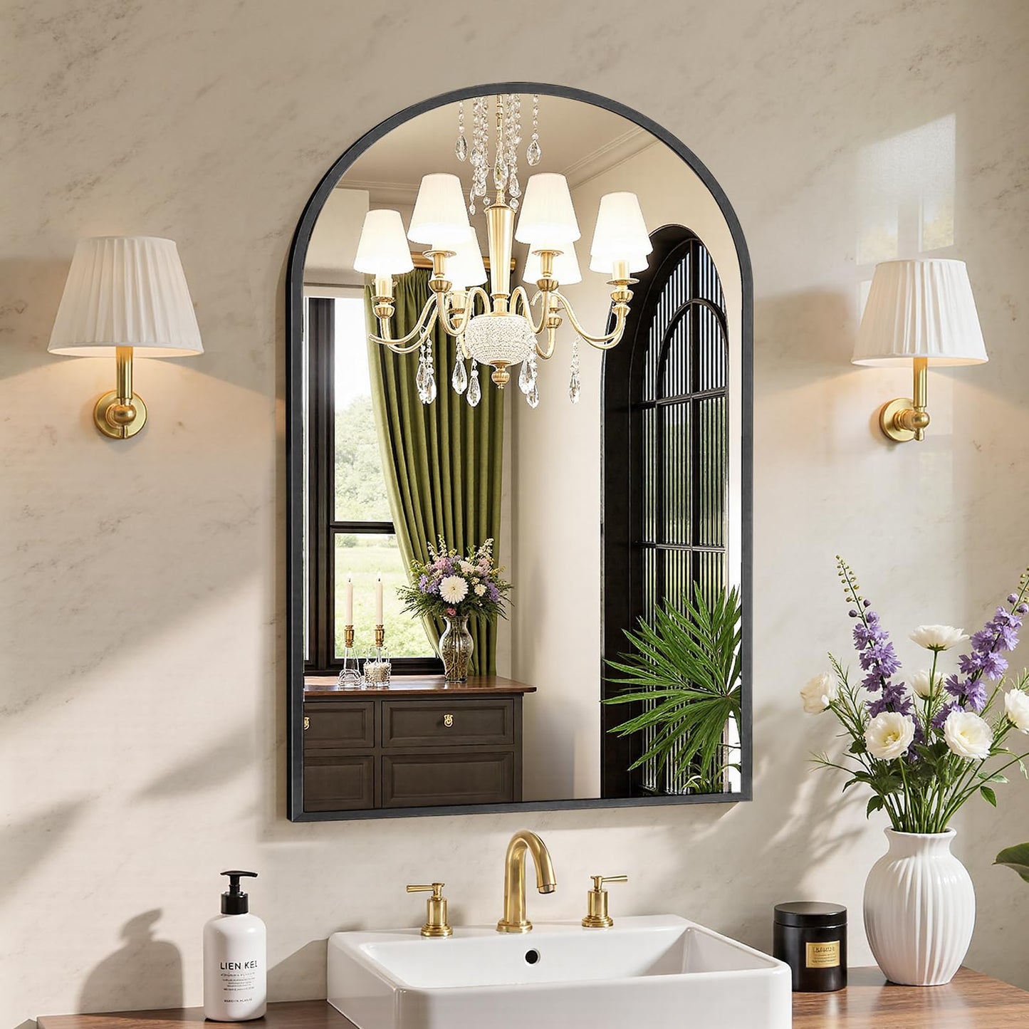 Sweetcrispy 20"x30" Arched Gold Bathroom Mirrors for Wall