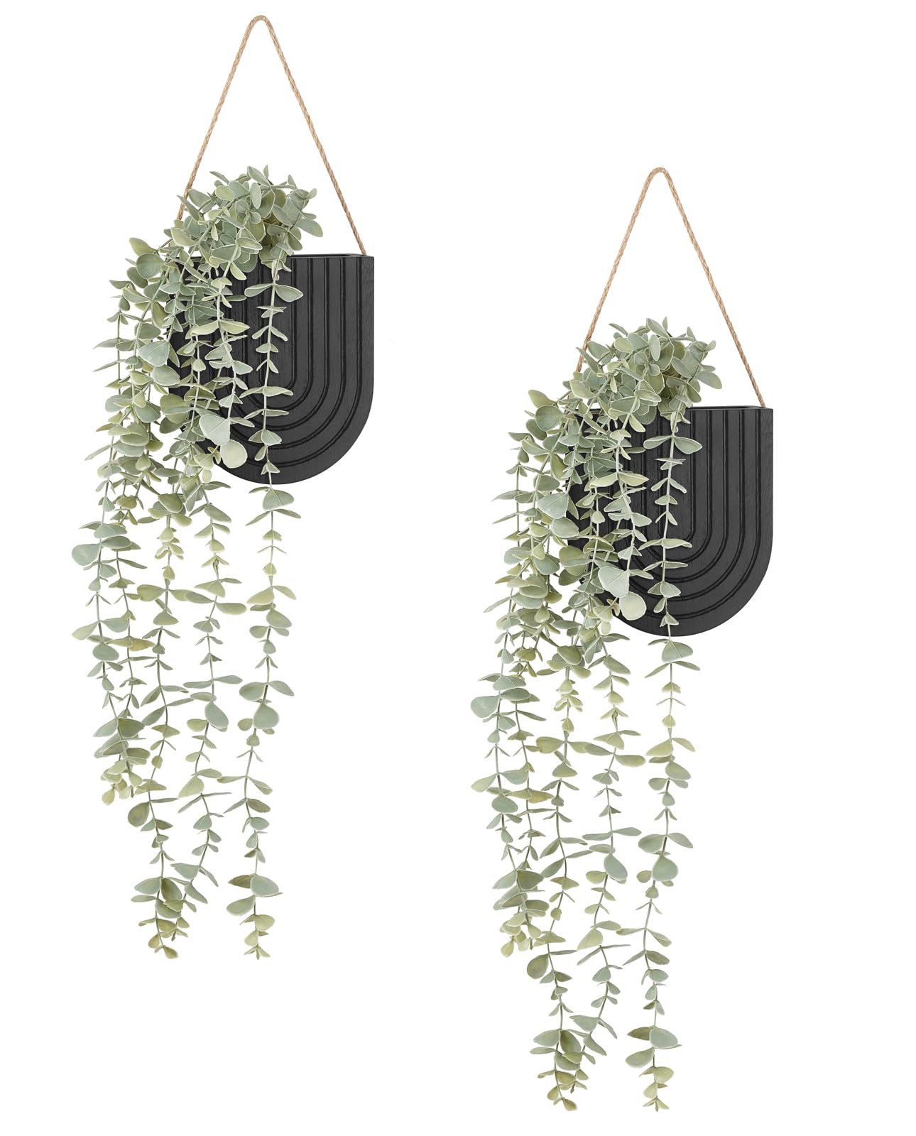 Dahey 2 Pack Wall Planter Vase with Hanging Fake Plants for Bathroom Decor