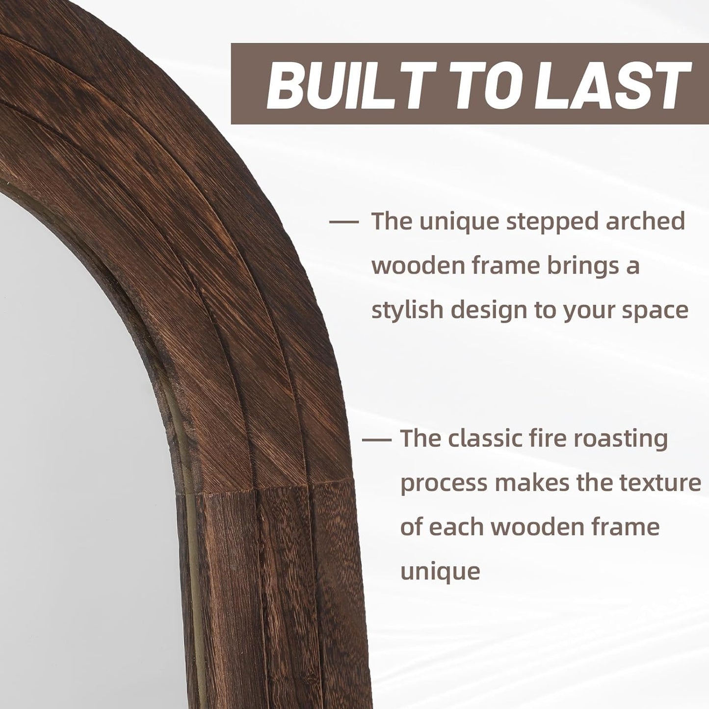 ZHUNFA Arched Full Length Mirror with Solid Wood Frame