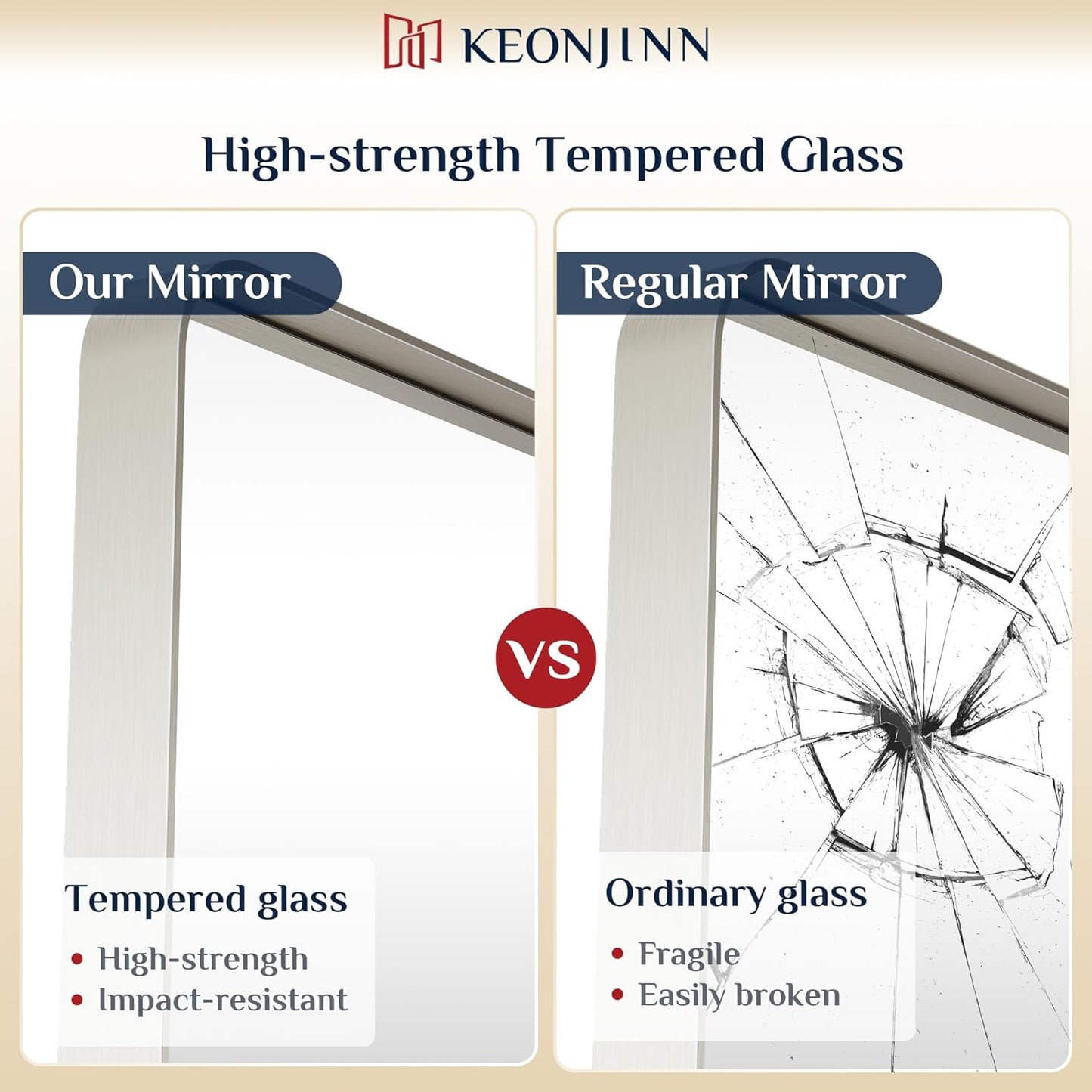 Keonjinn 20 x 30 Inch Brushed Nickel Bathroom Mirrors for Over Sink