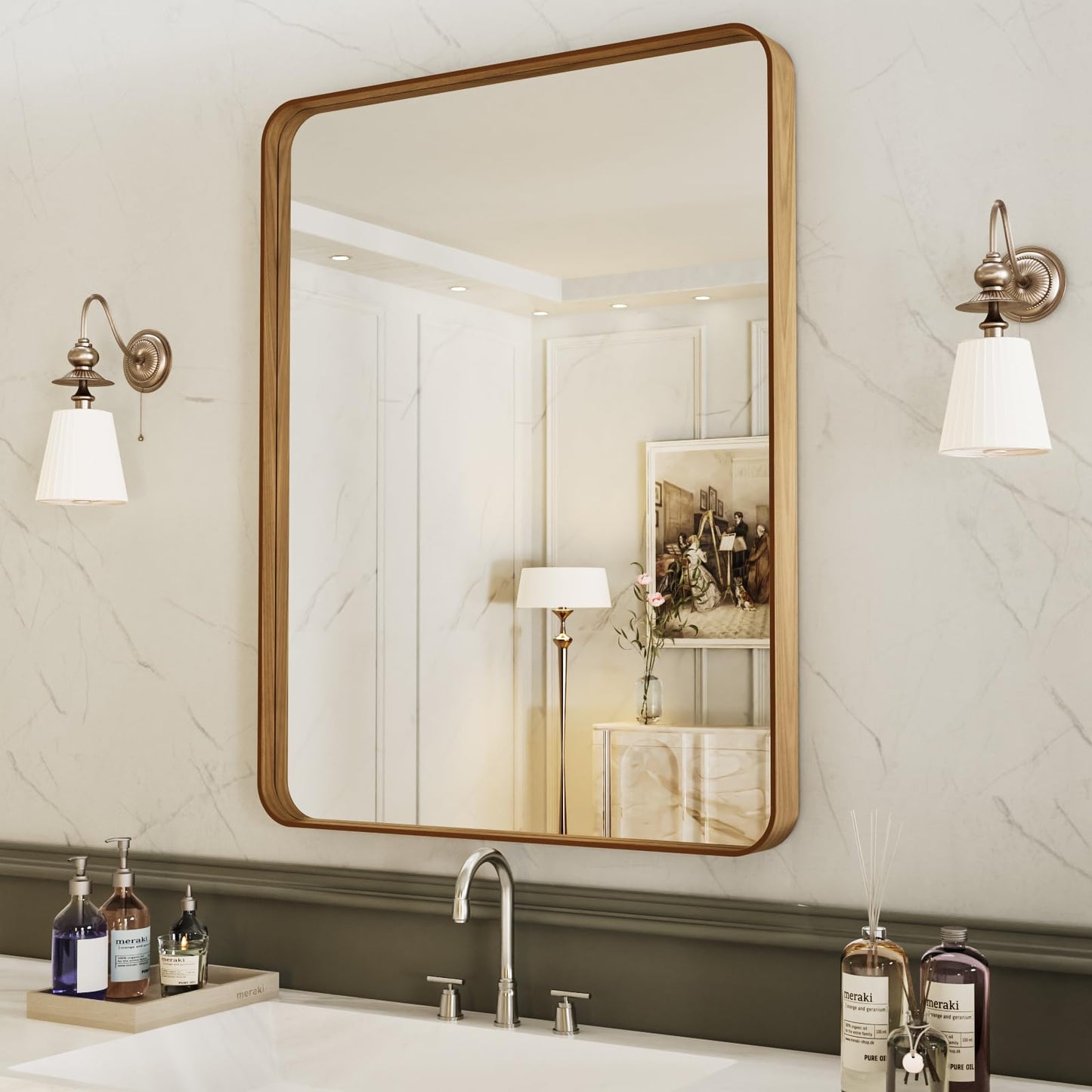 LOAAO 22X30 Inch Black Bathroom Mirror Metal Framed