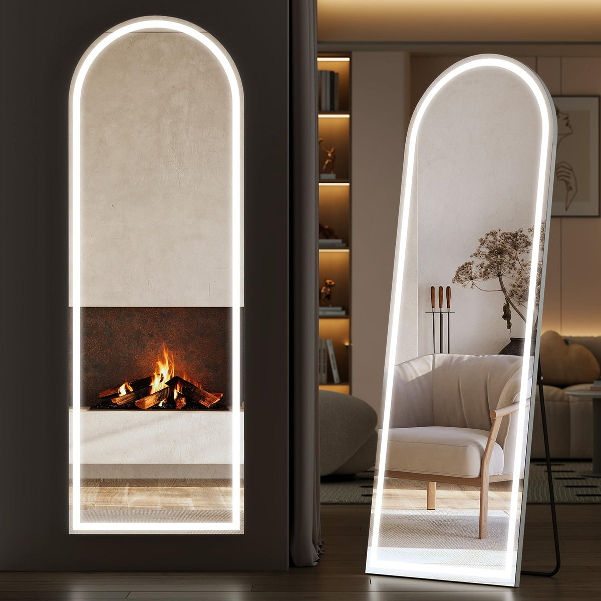 Sweetcrispy LED Full Length Floor Mirror, 65"x21" Lighted Full Body Mirror