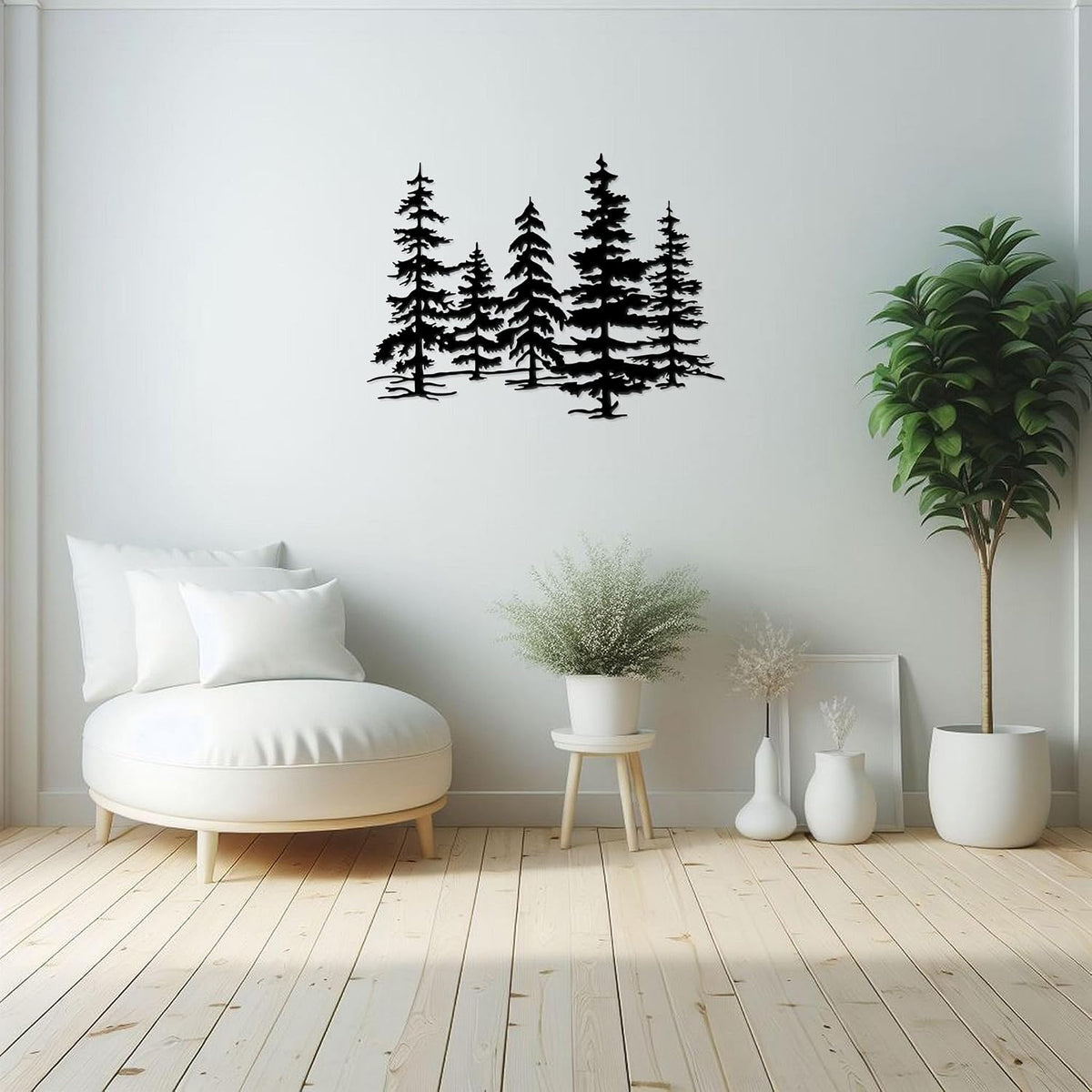 Metal Pine Tree Wall Art Forest Decor