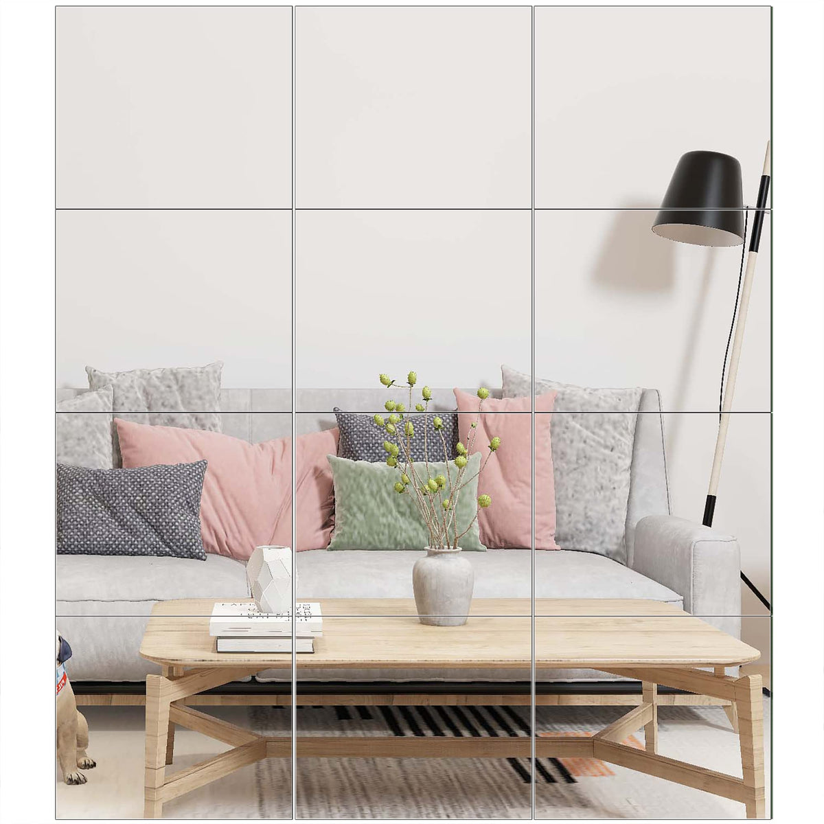 Ruomeng Home Gym Mirrors 12 Inch x 12Pcs Wall Mounted Mirror Glass Frameless Full Length Mirror Tiles for Home Gym, Bedroom, Door & Bathroom