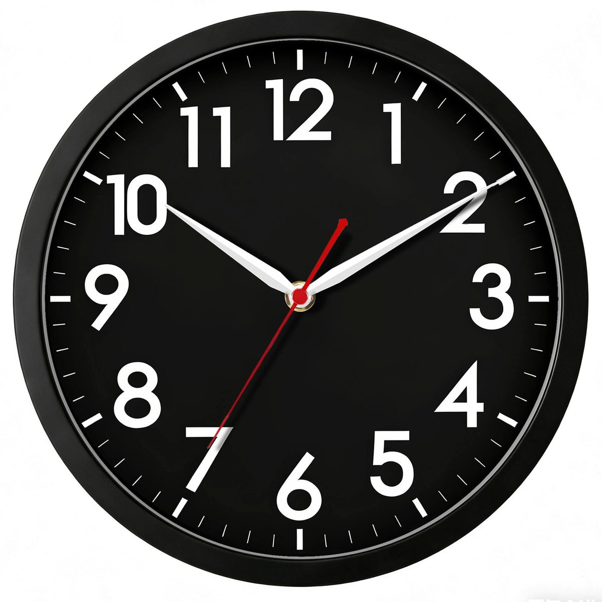 AKCISOT 12 Inch Wall Clock, Silent Battery Operated Analog Clock, Black