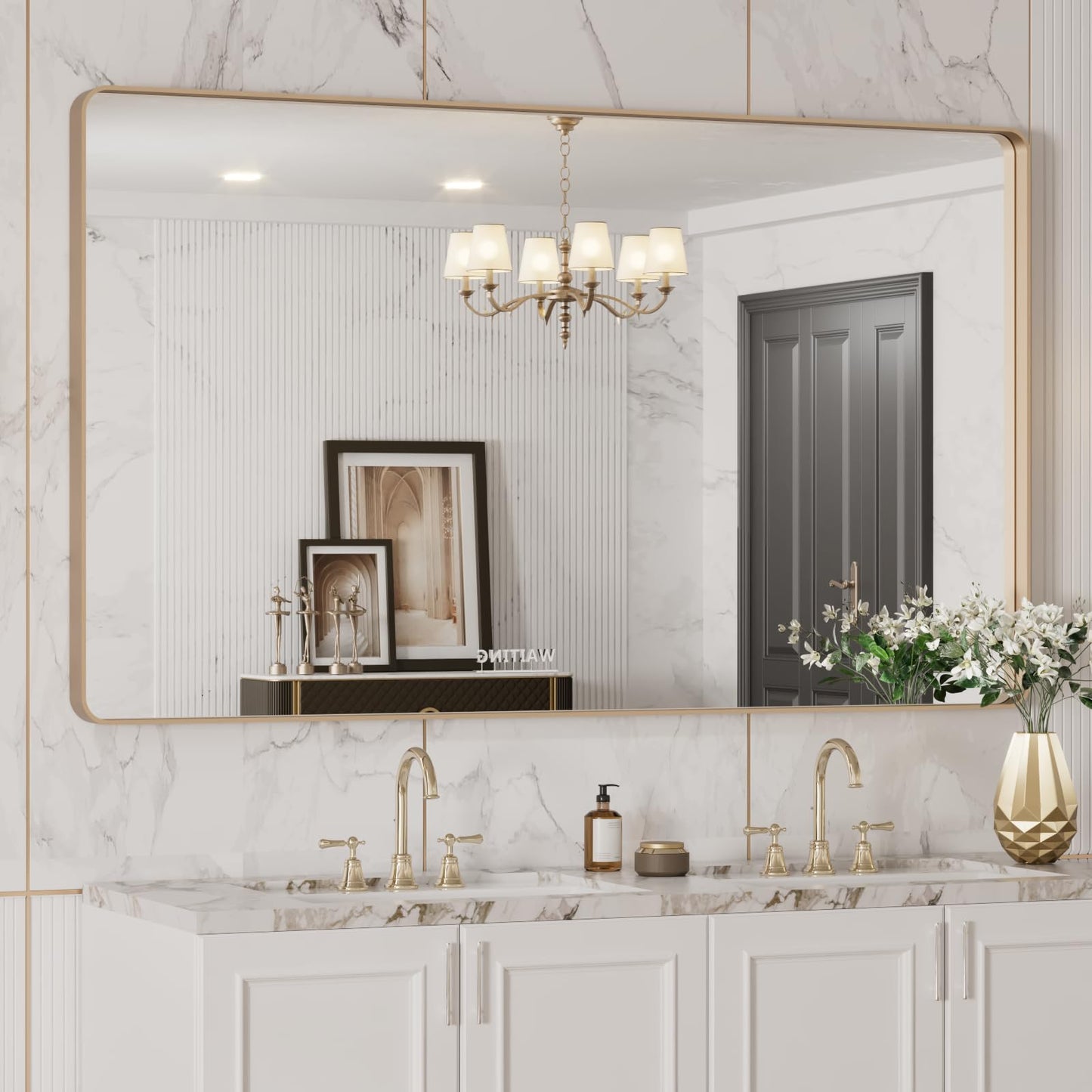 LOAAO 22X30 Inch Black Bathroom Mirror Metal Framed