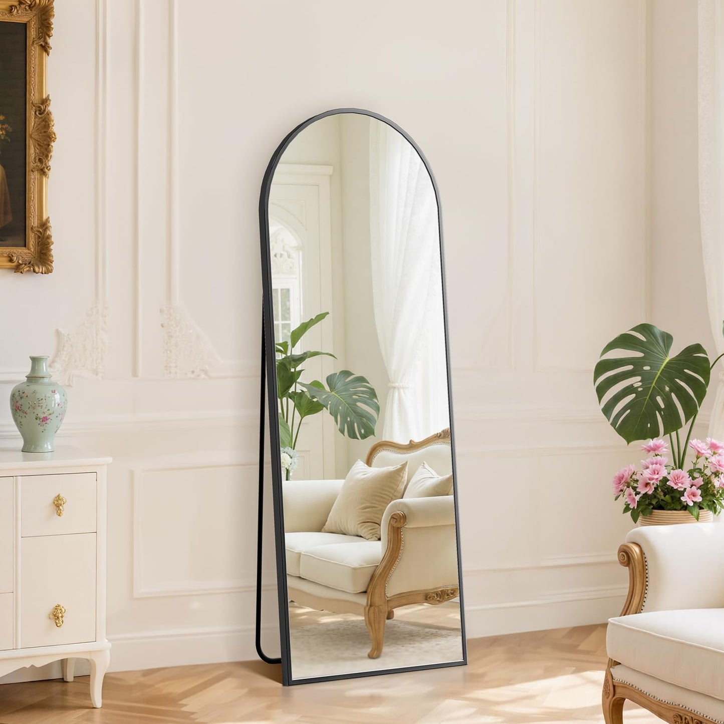 DUMOS 64"x21" Full Length Mirror with Stand, Full Body Floor Mirror