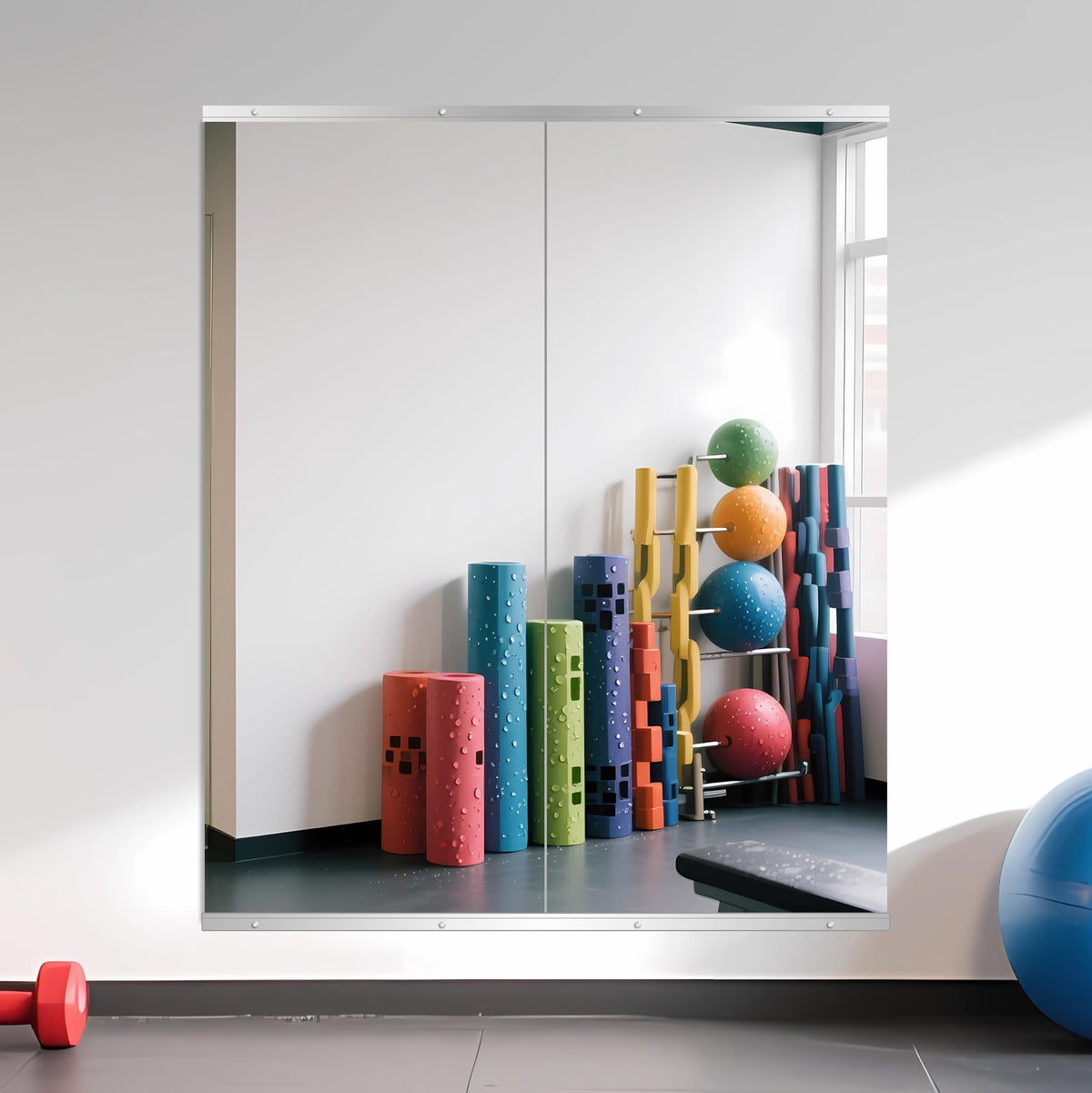 Ruomeng Home Gym Mirrors 12 Inch x 12Pcs Wall Mounted Mirror Glass Frameless Full Length Mirror Tiles for Home Gym, Bedroom, Door & Bathroom