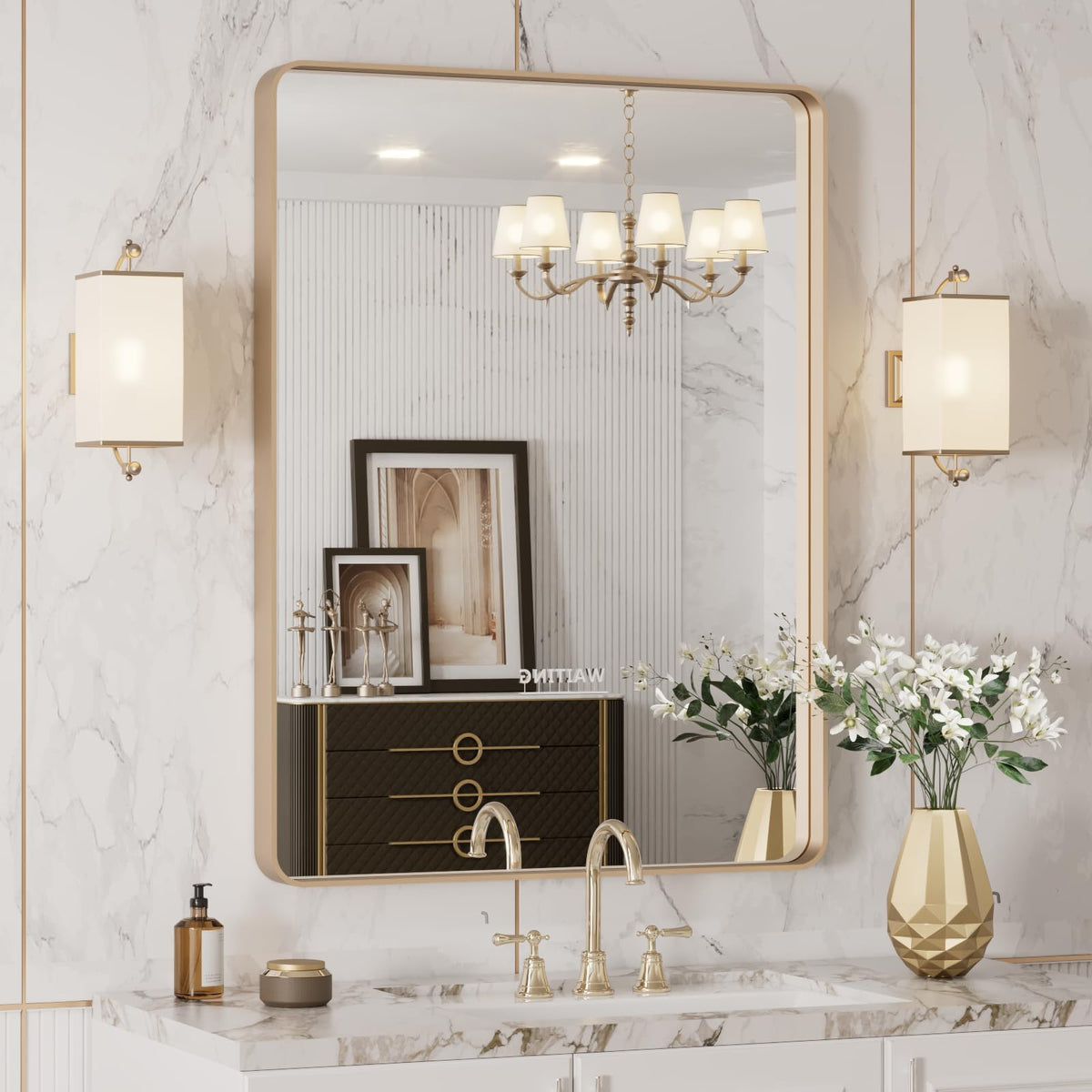 LOAAO 22X30 Inch Black Bathroom Mirror Metal Framed