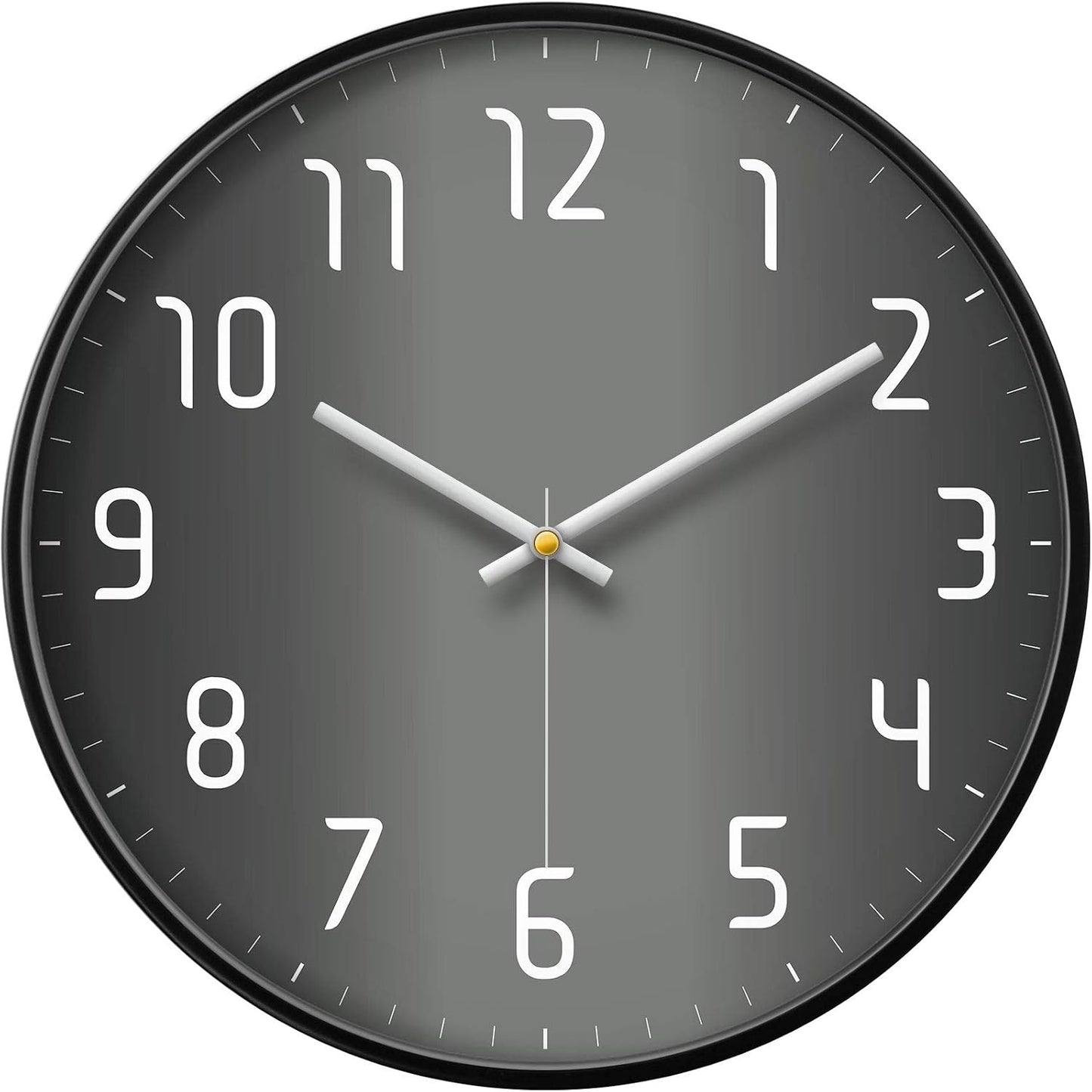 Silent Non-Ticking Analog Wall Clock, Gradient Black, 12''