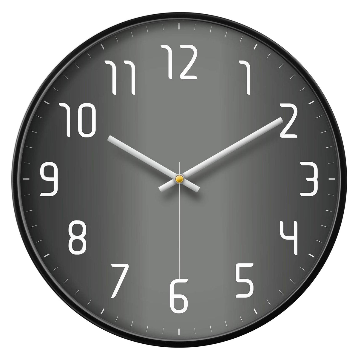 Silent Non-Ticking Analog Wall Clock, Gradient Black, 12''