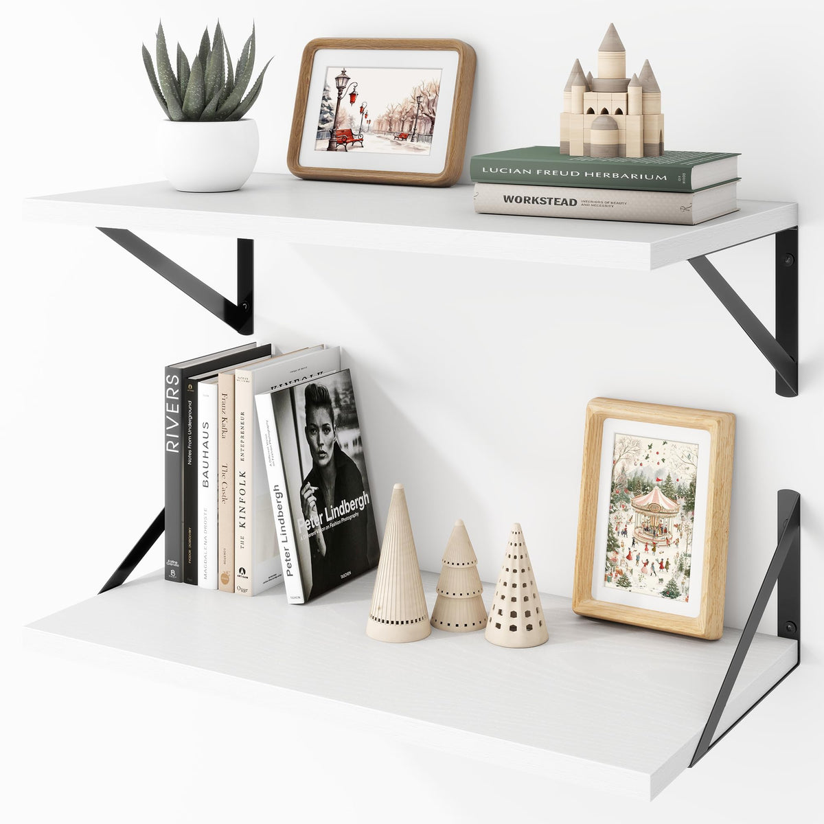 Acovy Deep Floating Shelves Wall Mounted, 36"x12" Black Wall Shelves with Brackets Set of 2 for Bedroom, Living Room, Bathroom, Kitchen, Office - Storage & Display Shelf for Decor, Books, Plants