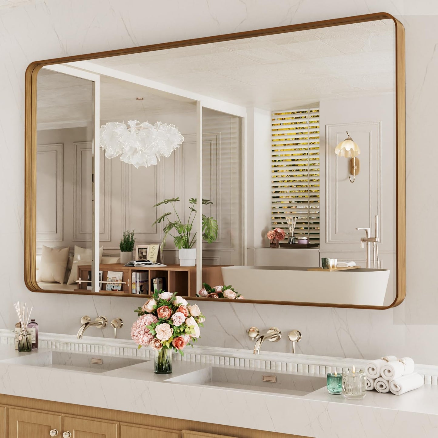 LOAAO 22X30 Inch Black Bathroom Mirror Metal Framed