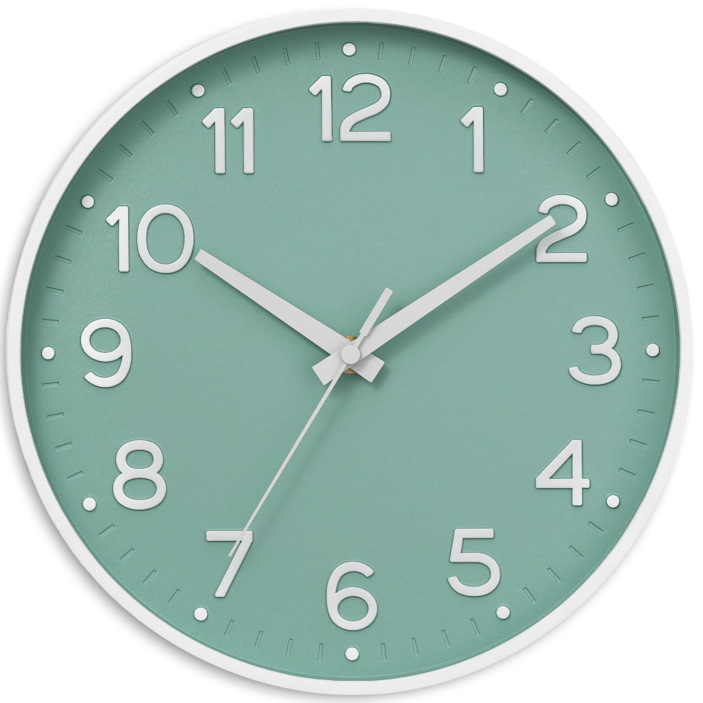 Roymnie 8 Inch Wall Clock, Battery Operated Silent Non Ticking Green Analog