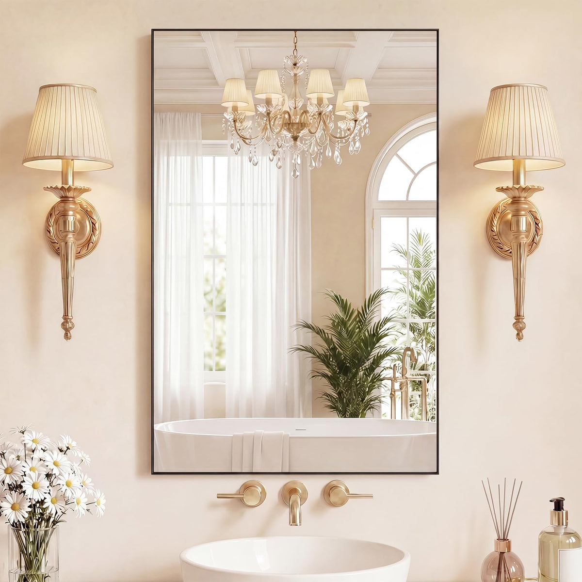 Sweetcrispy 20"x30" Arched Gold Bathroom Mirrors for Wall