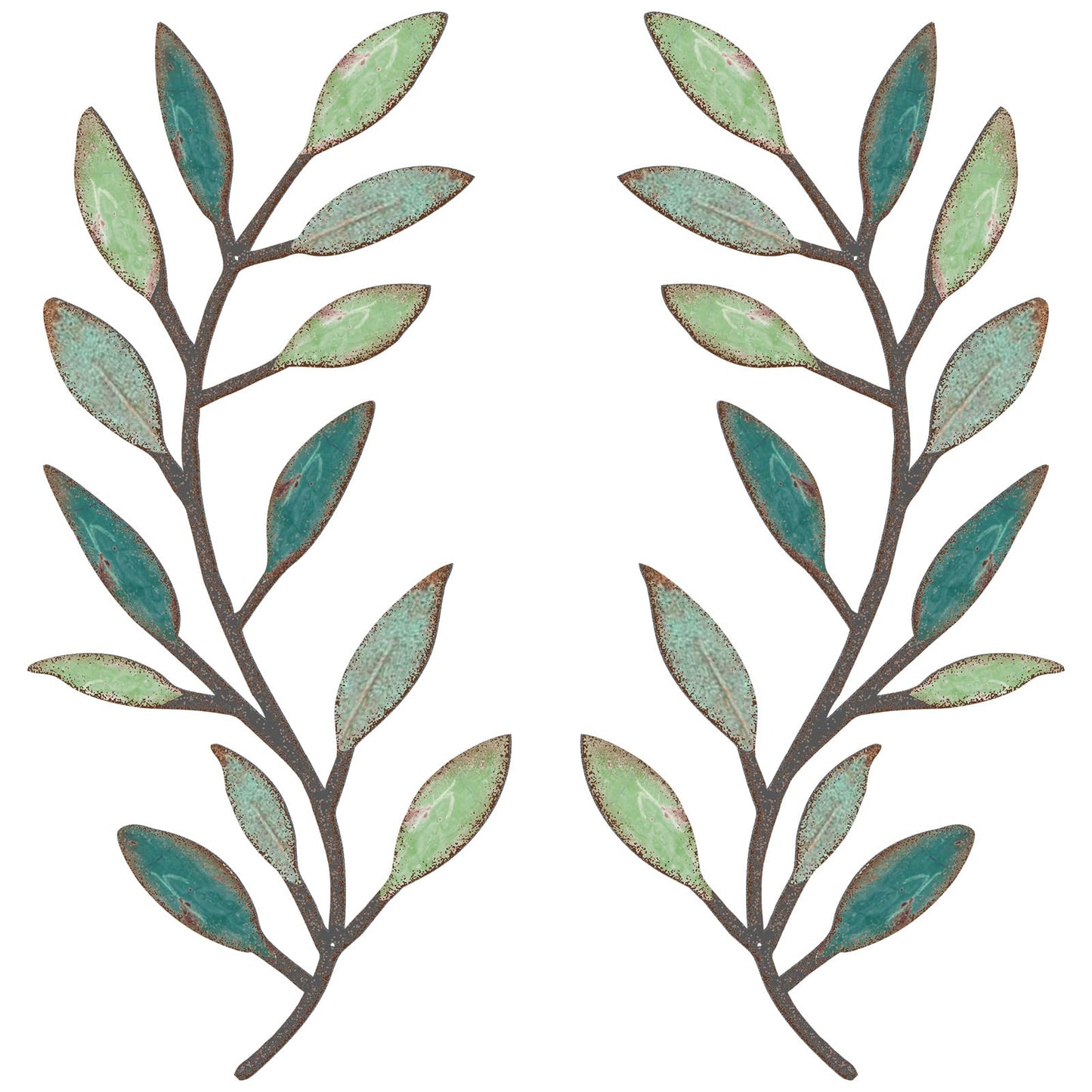Zhengmy 2 Pcs Metal Leaf Wall Art Vine Branch Decor,Lively Colors