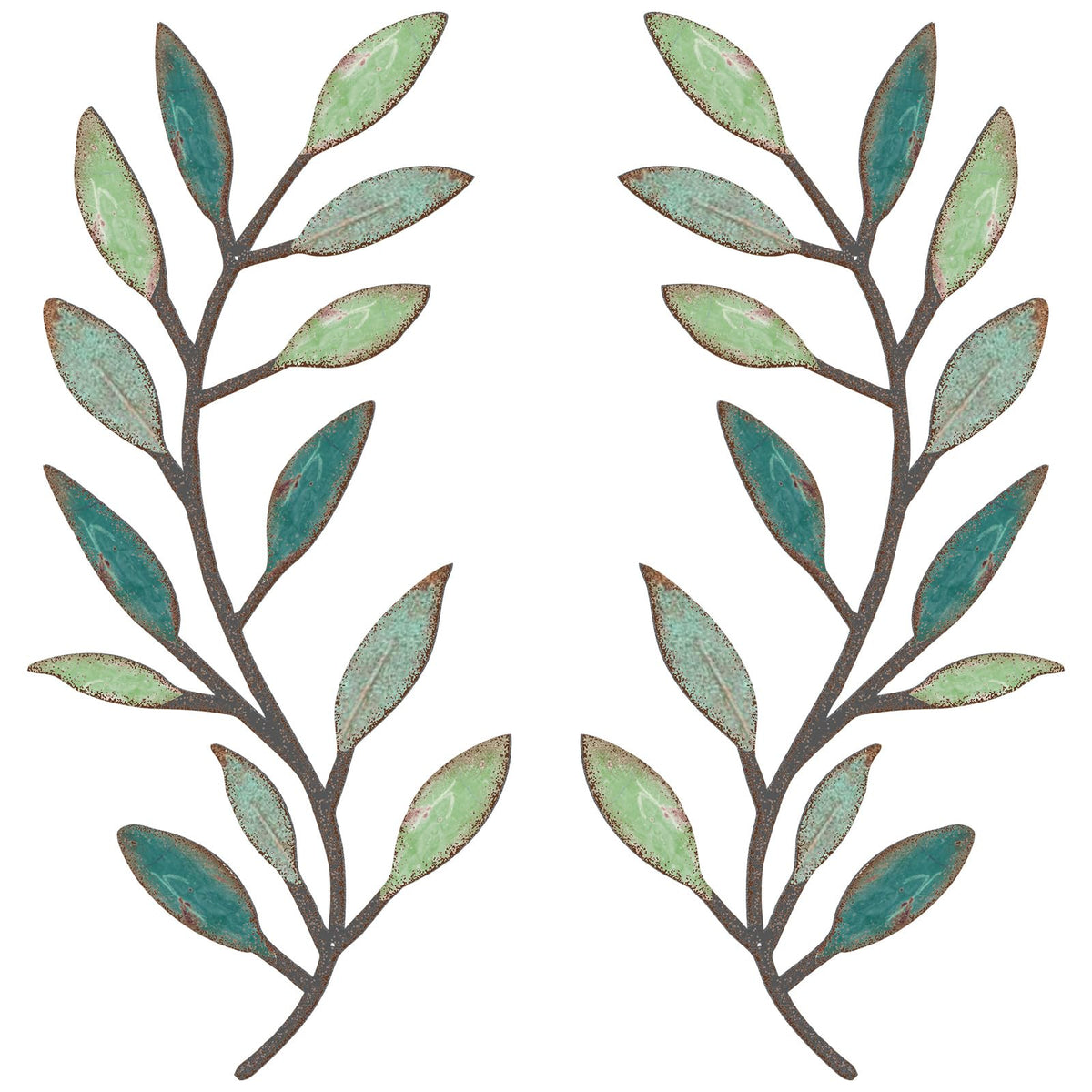 Zhengmy 2 Pcs Metal Leaf Wall Art Vine Branch Decor,Bright Colors