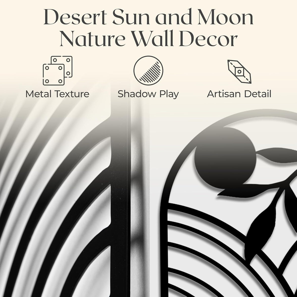 GALLERY GRACE Metal Wall Art Decor – 11" x 16", 4Pc Single Line Abstract Wall Art for Living Room, Bedroom, Office – Boho Minimalist Black Wall Decor Featuring Sun, Moon, Landscape & Desert Panels