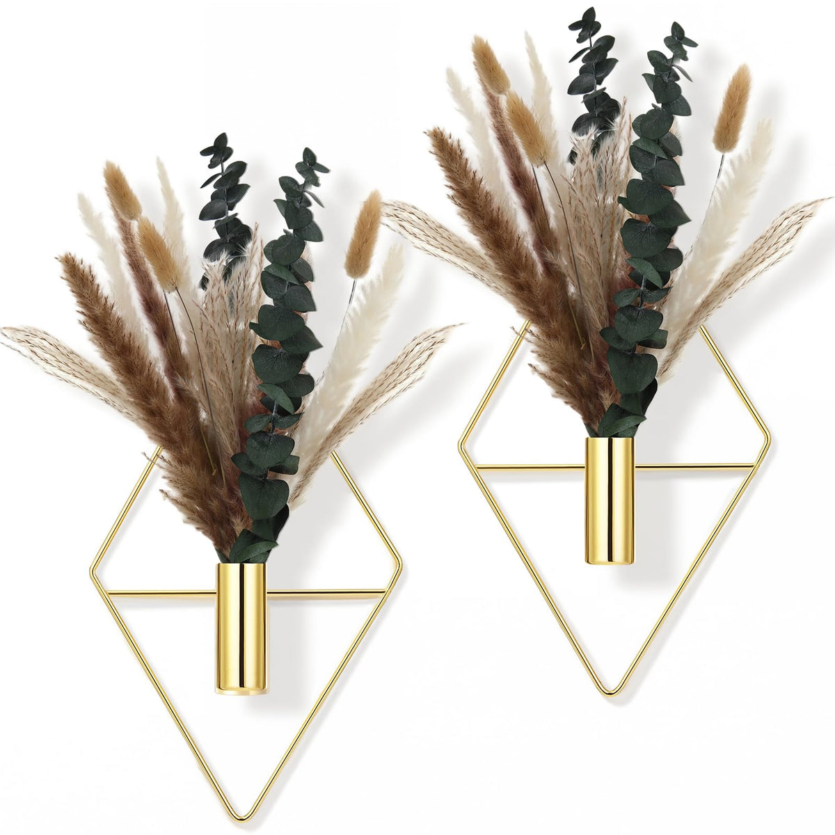 Jexine 4 Pcs Hanging Artificial Planters Wall Decor, Black, Eucalyptus