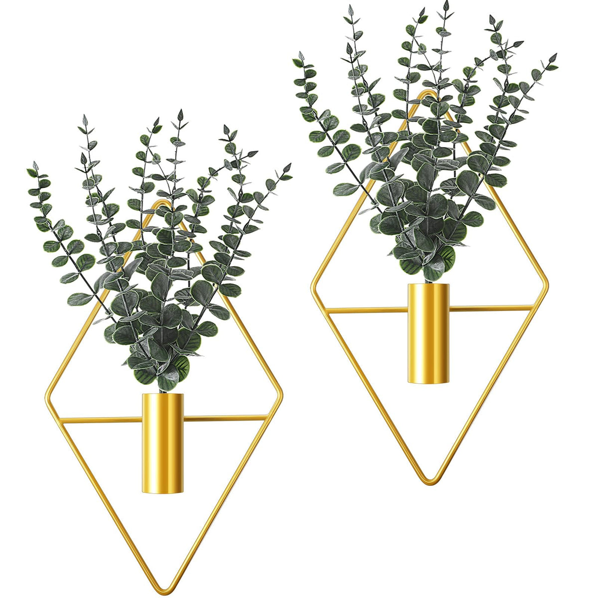 Jexine 4 Pcs Hanging Artificial Planters Wall Decor, Black, Eucalyptus